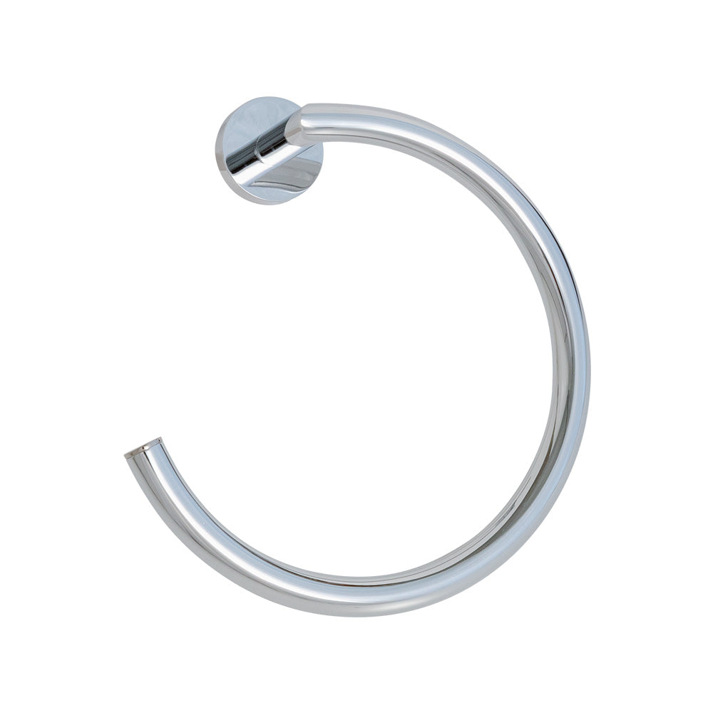 Wall-mount towel ring made of chrome plated brass.  W: 7 1/4”, D: 3 1/4” - Maison&Co.