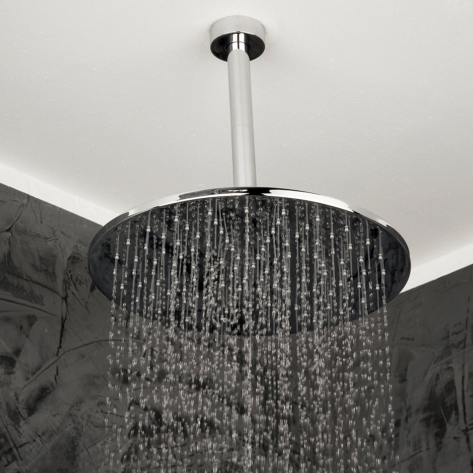 Ceiling-mount tilting round rain shower head, 126 rubber nozzles. Arm and flange sold separately. - Maison&Co.