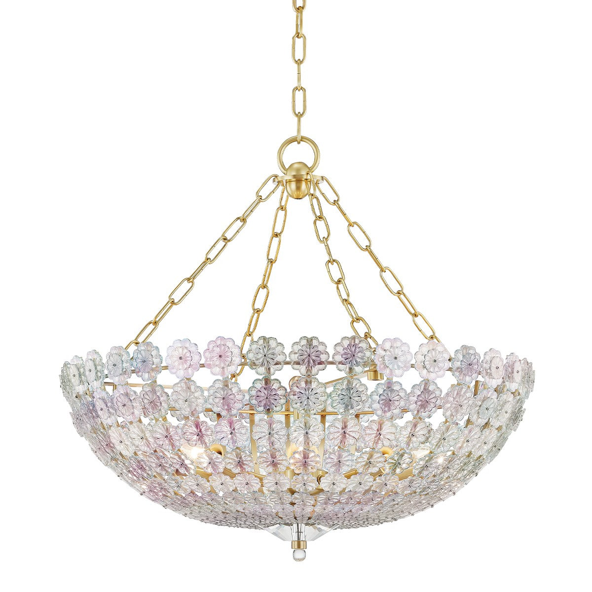 Hudson Valley - 8224-AGB - Eight Light Chandelier - Floral Park - Aged Brass