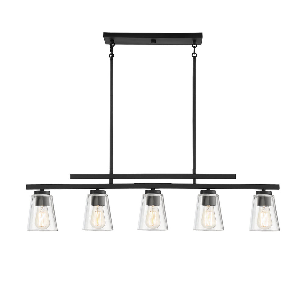Savoy House - 1-1023-5-89 - Five Light Linear Chandelier - Calhoun - Matte Black