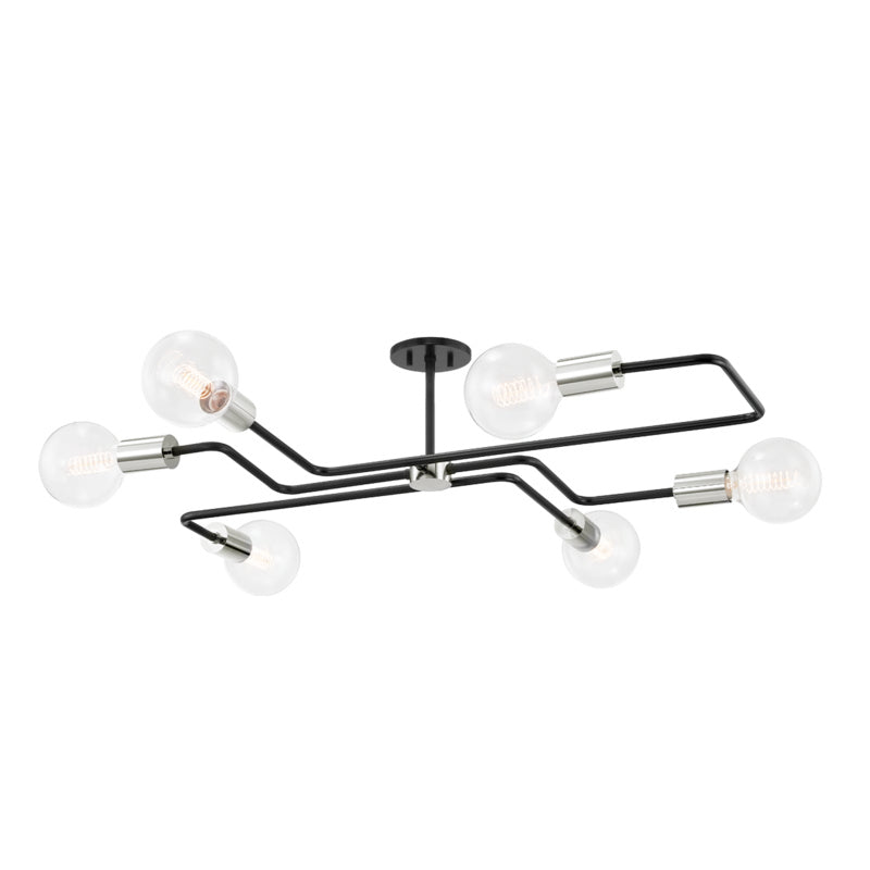 Mitzi - H488606S-PN/TBK - Six Light Semi Flush Mount - Jena - Polished Nickel/Textured Black