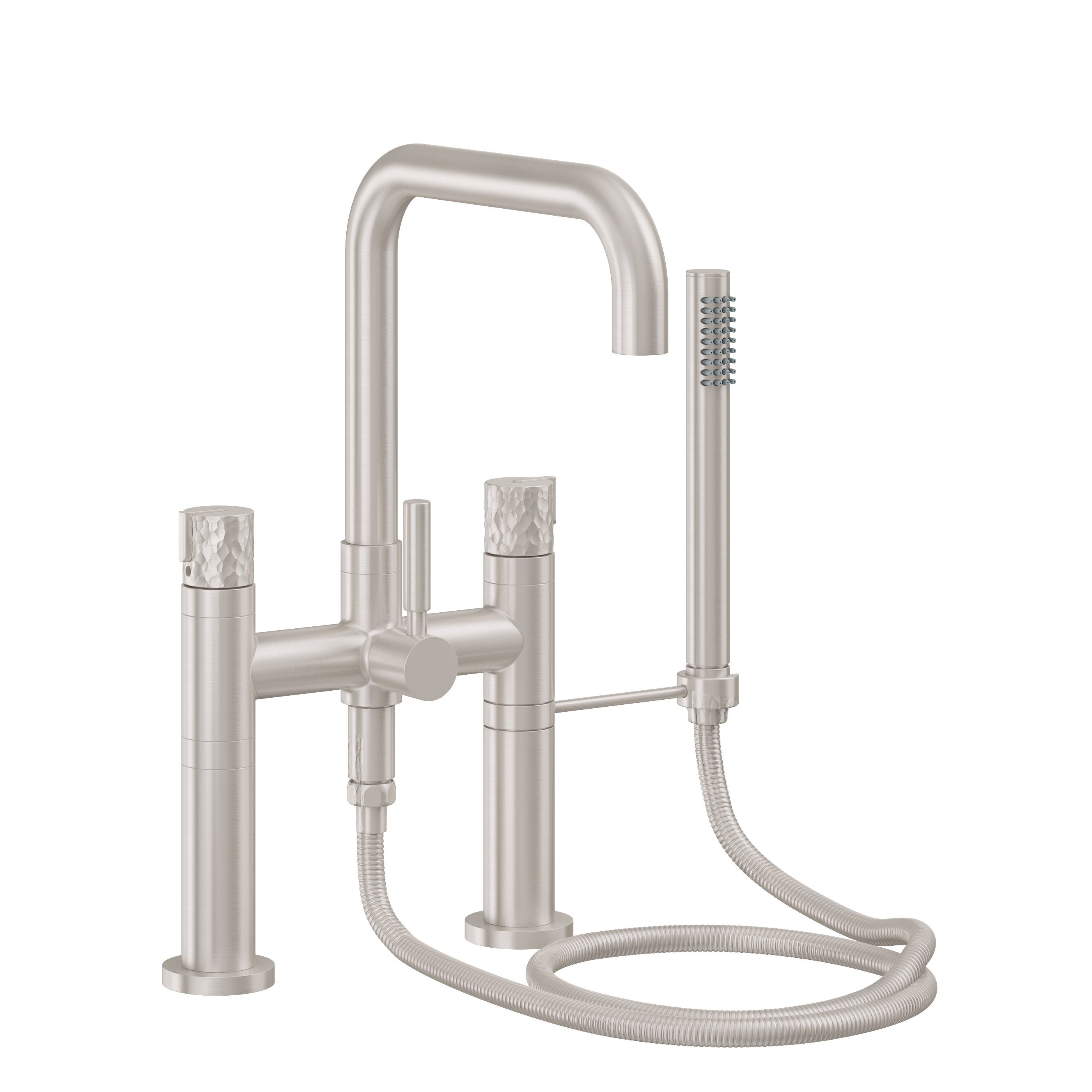 California Faucets - 1208-39H.20-SN - Contemporary Deck Mount Tub Filler - Quad Spout - Satin Nickel  - Bolsa