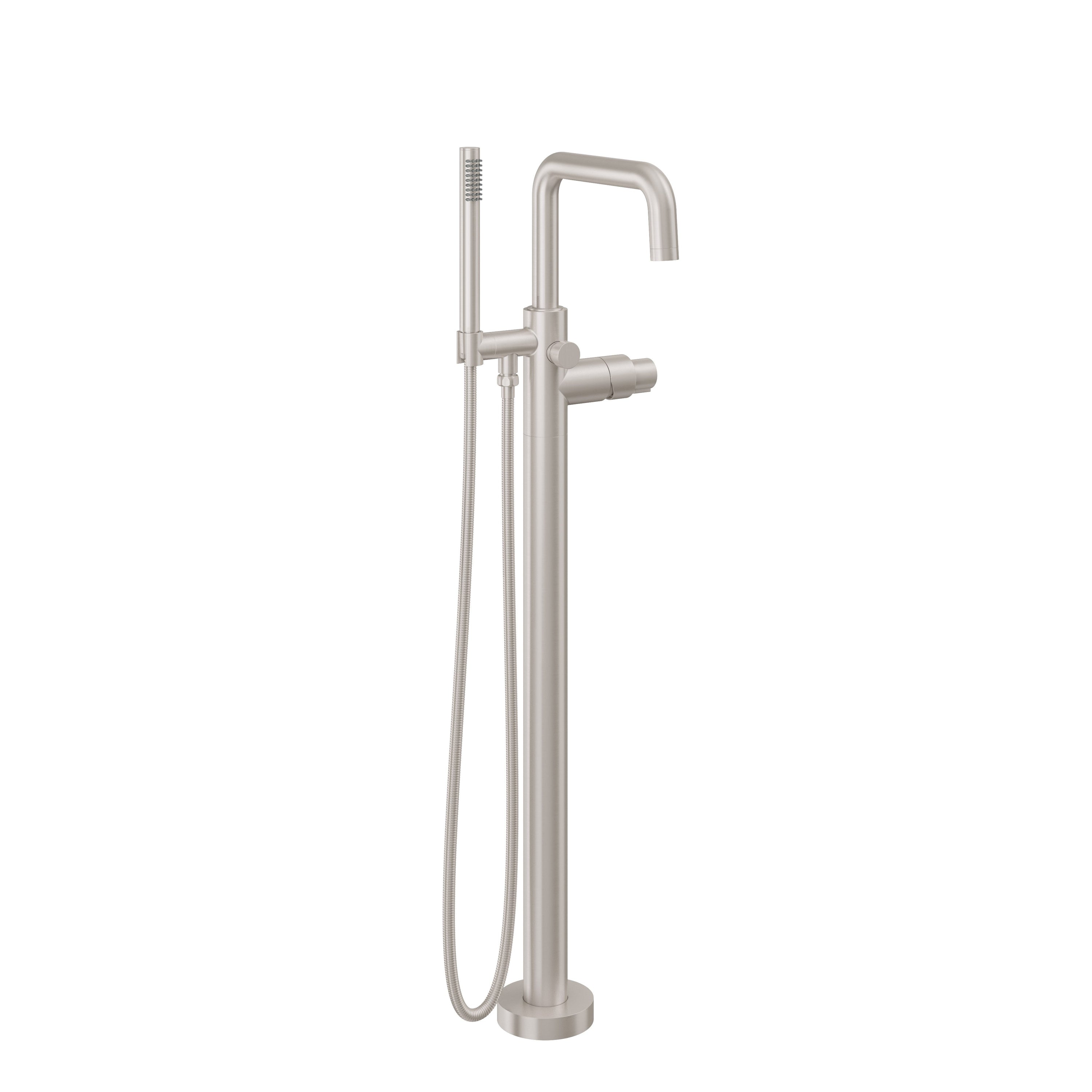 California Faucets - 1211-39.20-SN - Contemporary Single Hole Floor Mount Tub Filler - Quad Spout - Satin Nickel  - Bolsa
