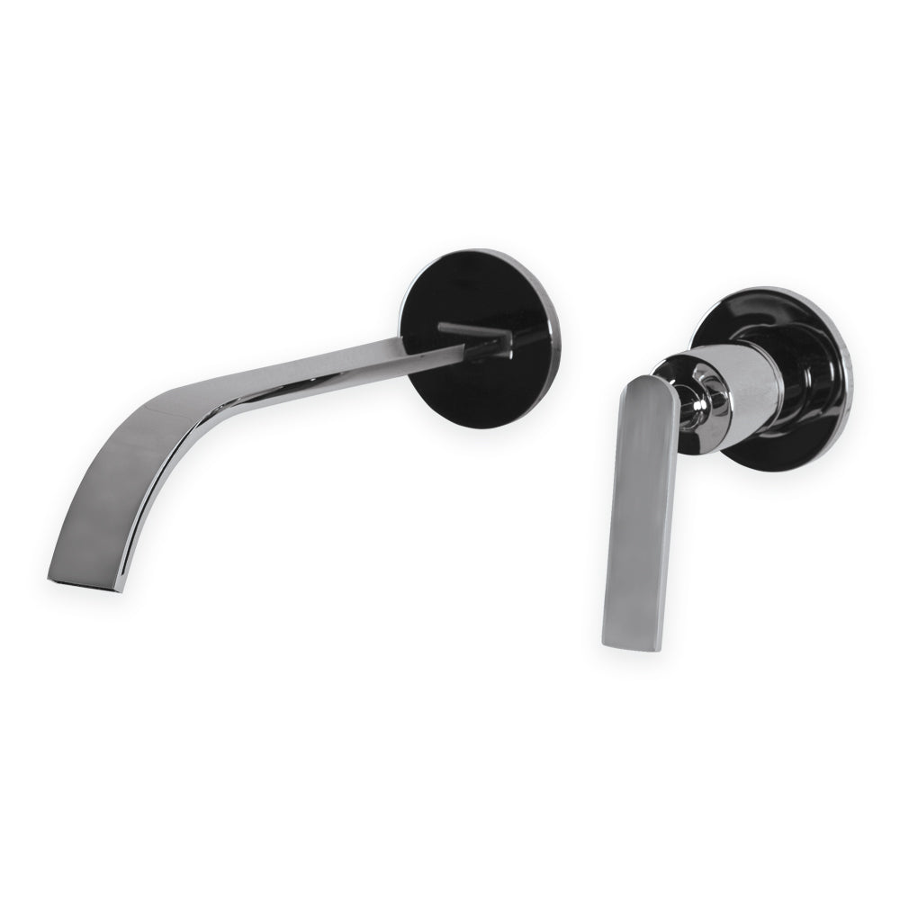 ROUGH - Wall-mount two-hole faucet with one lever handle on the right, no backplate. Includes rough-in and trim. Water flow rate: 4.2 gpm at 60 psi. - Maison&Co.