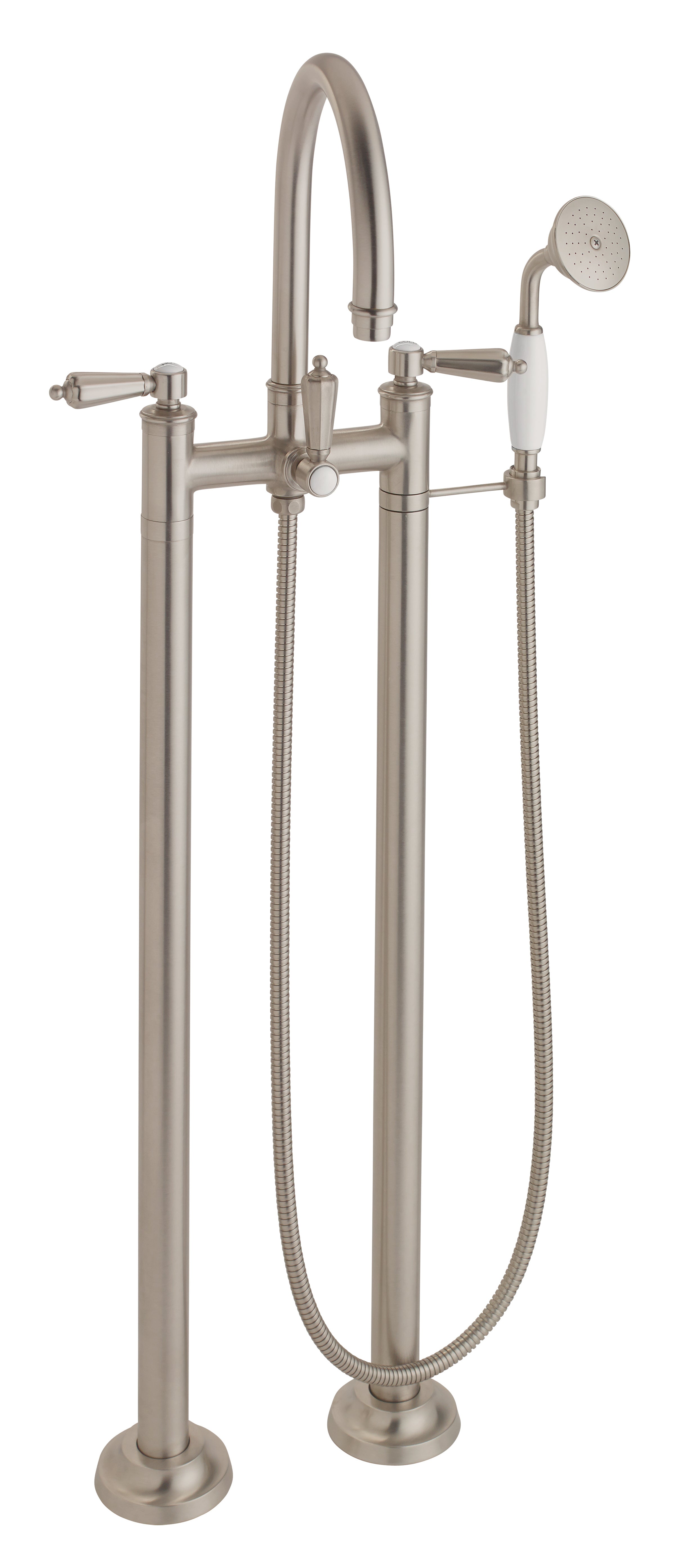 California Faucets - 1303-68.18-SN - Traditional Floor Mount Tub Filler - Arc Spout - Satin Nickel  - Palomar