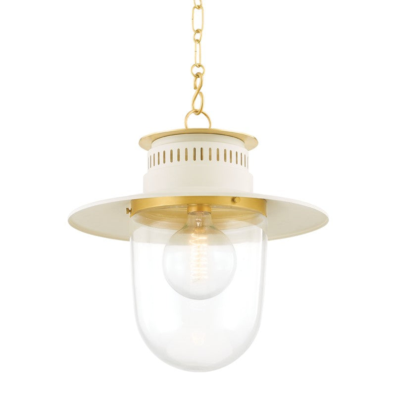 Mitzi - H773701L-AGB/SCR - One Light Pendant - Nori - Aged Brass/Soft Cream