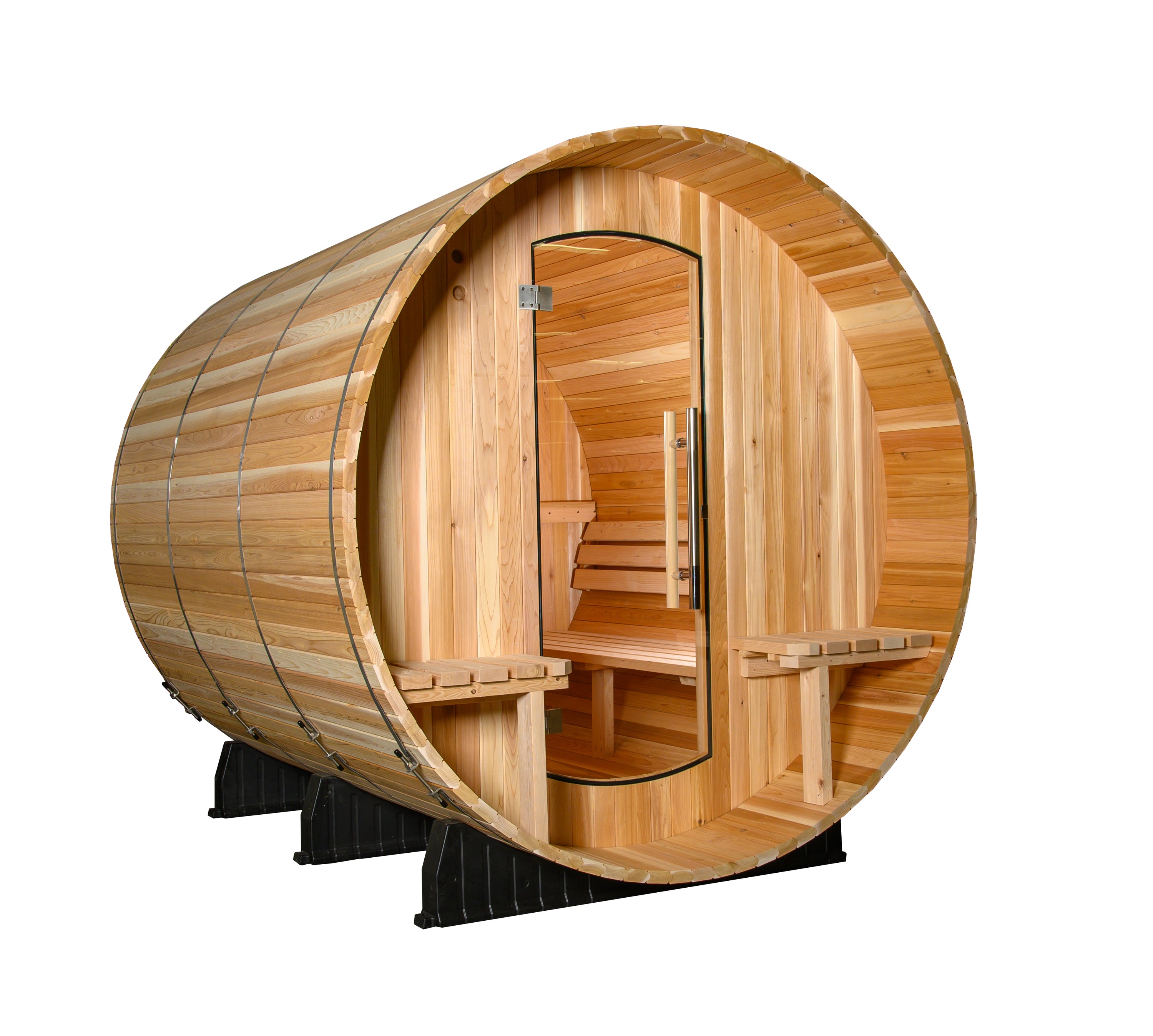 Outdoor Barrel Sauna with Canopy (4-6 People) + Accessory Kit & (1) 31" LED Mood Light Bar - Maison&Co.