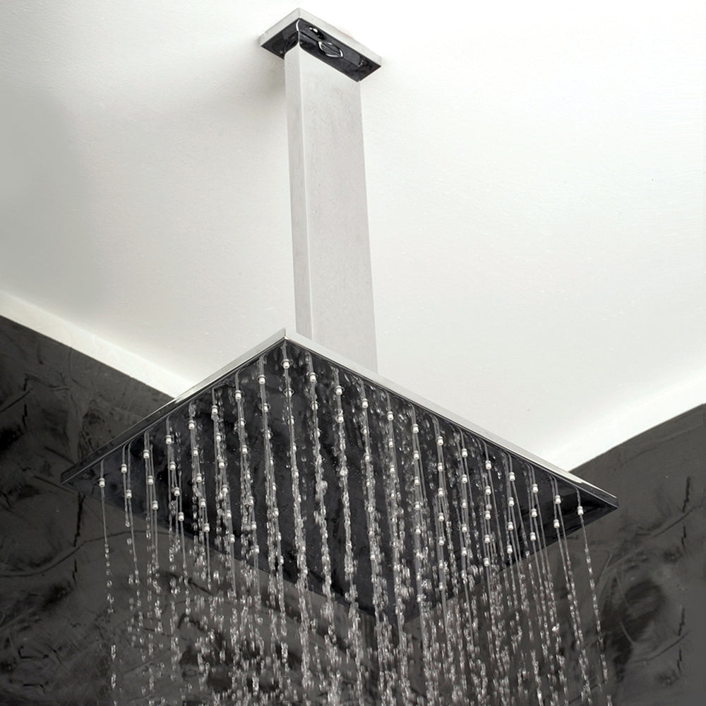Ceiling-mount tilting rectangular rain shower head, 117 rubber nozzles. Arm and flange sold separately. - Maison&Co.