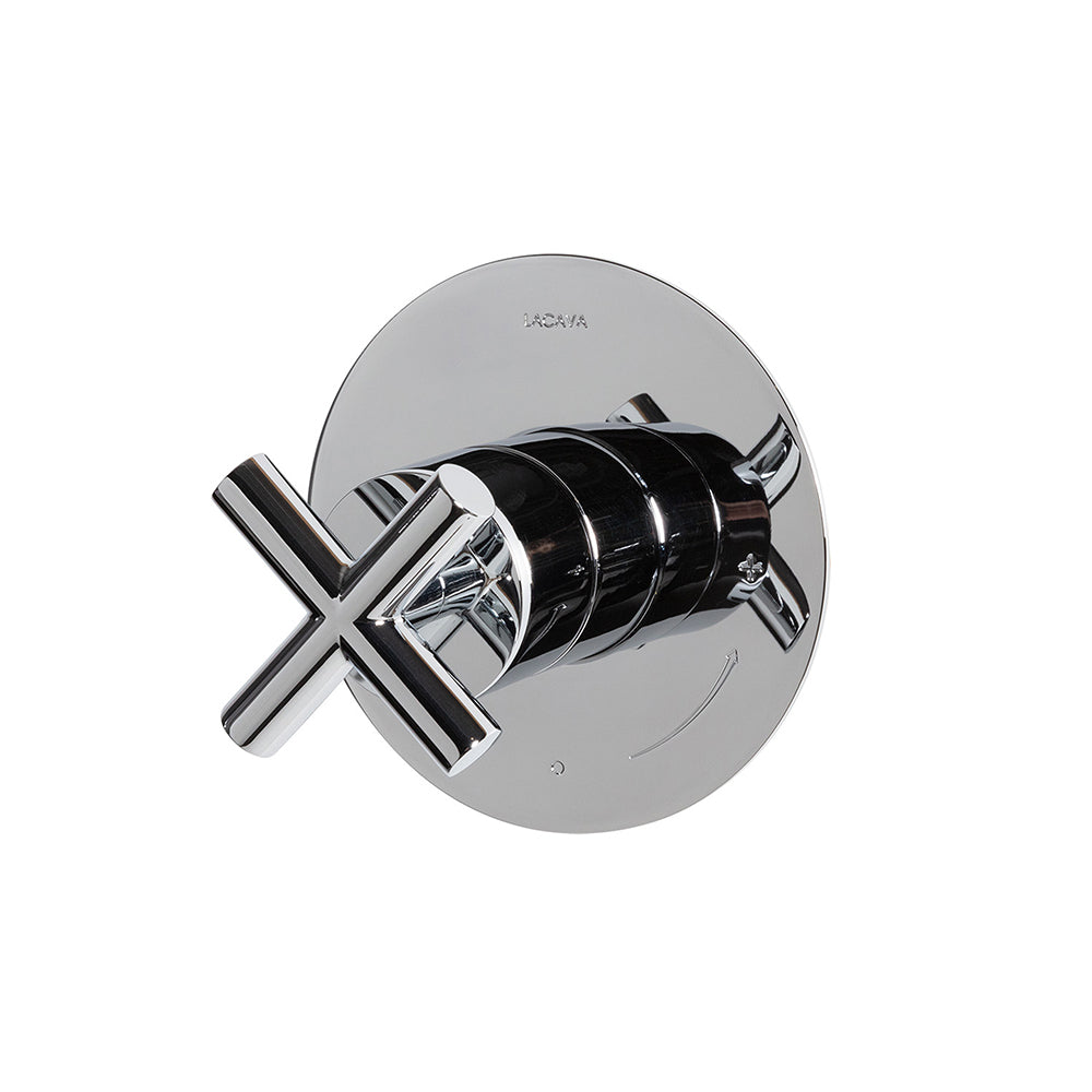 Cigno trim - Built-in progressive pressure balancing mixer with a cross handle and round backplate. Water flow rate: 5.6 gpm at 43.5 psi. W: 5", H: 5" - Rough-in # VPBP sold separately - Maison&Co.