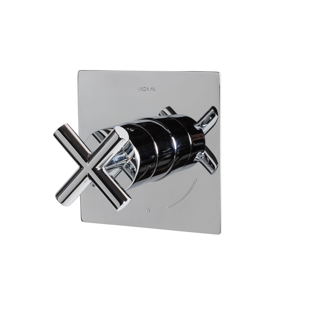 Cigno trim - Built-in progressive pressure balancing mixer with a cross handle and squared backplate. Water flow rate: 5.6 gpm at 43.5 psi. W: 5", H: 5" - Rough-in # VPBP sold separatey - Maison&Co.