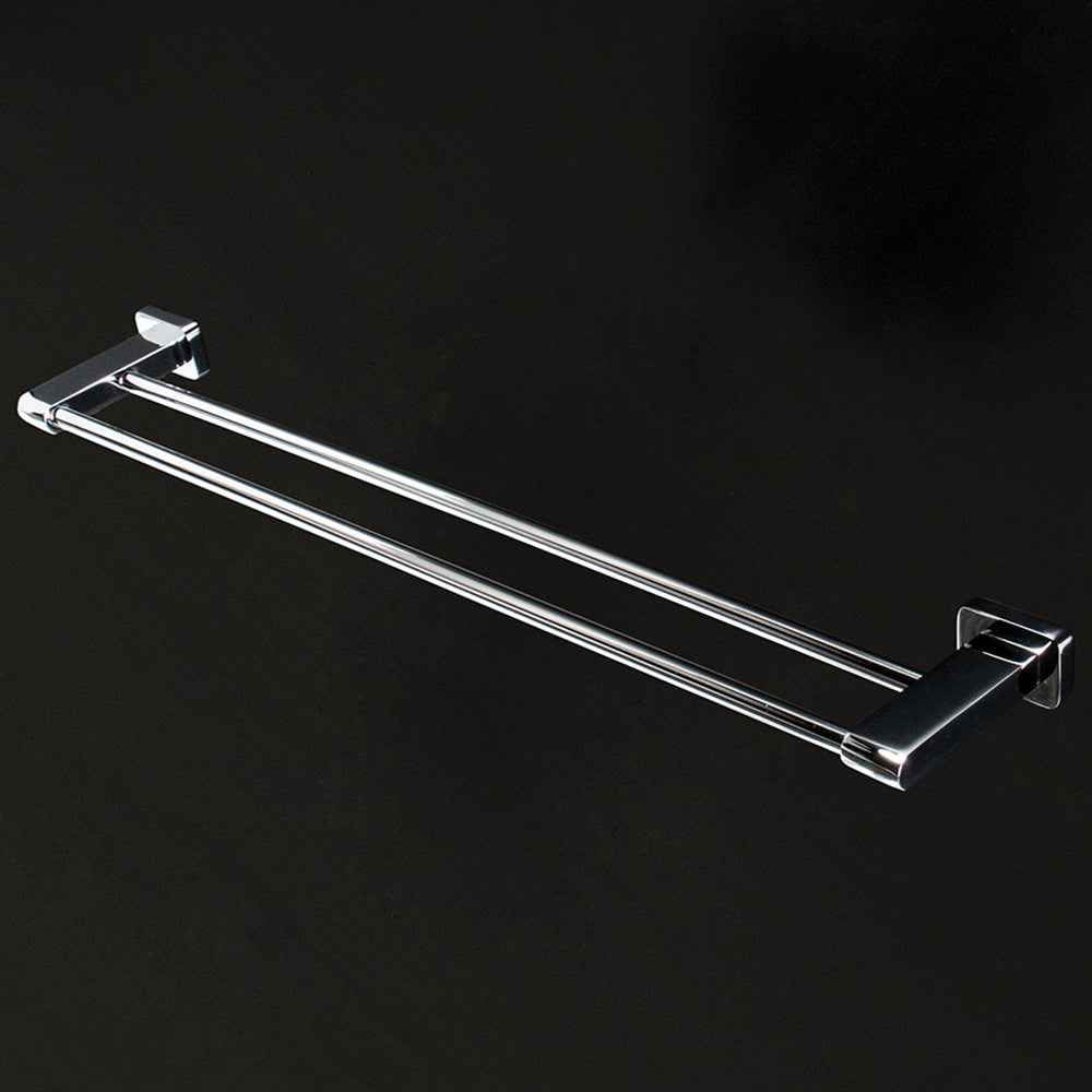 Wall mount double towel bar made of chrome plated brass W: 25 3/4", D: 4 3/8" - Maison&Co.