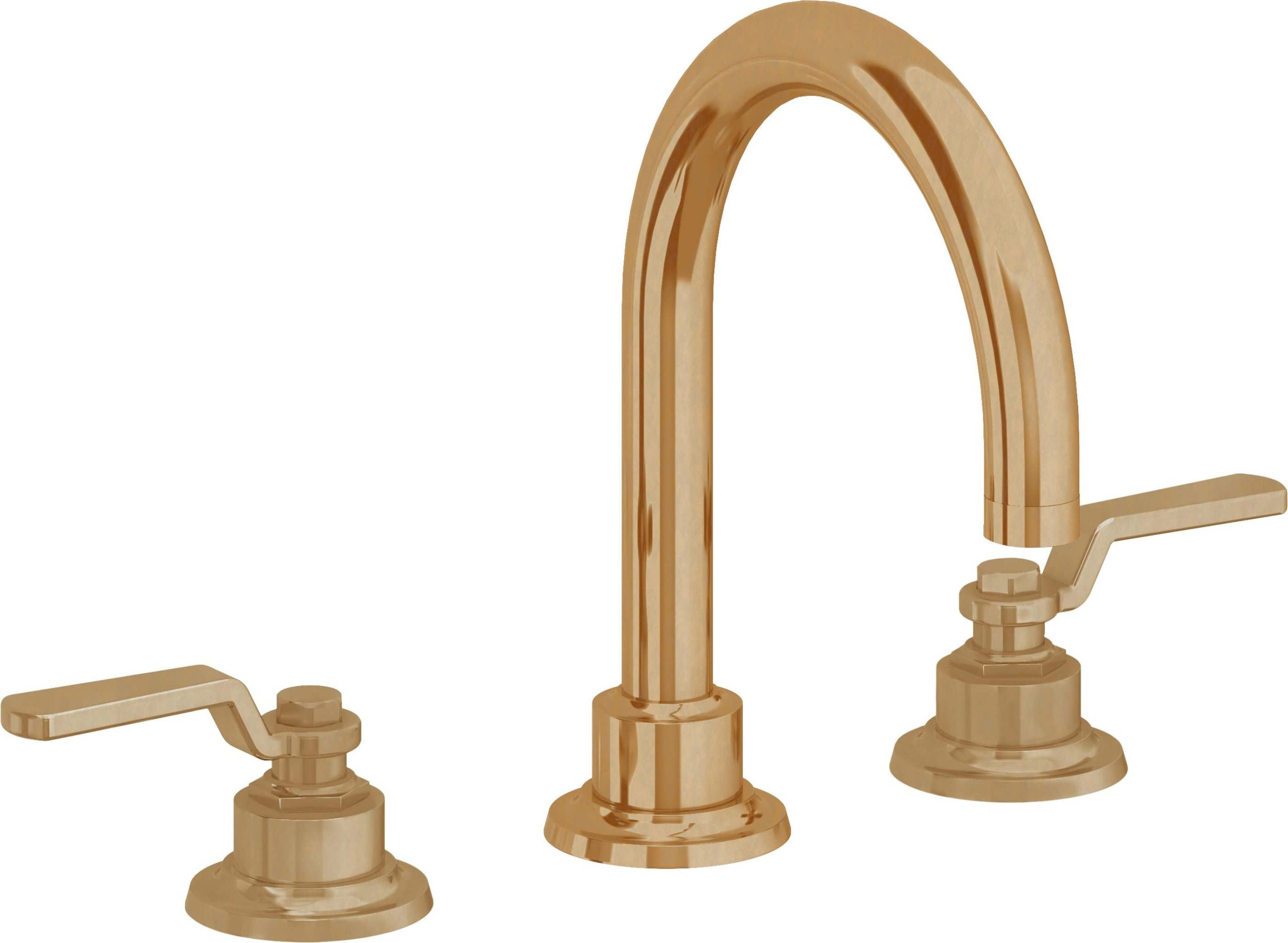 California Faucets - 8102-BBU - 8" Widespread Lavatory Faucet - Burnished Brass Uncoated - Descanso Works
