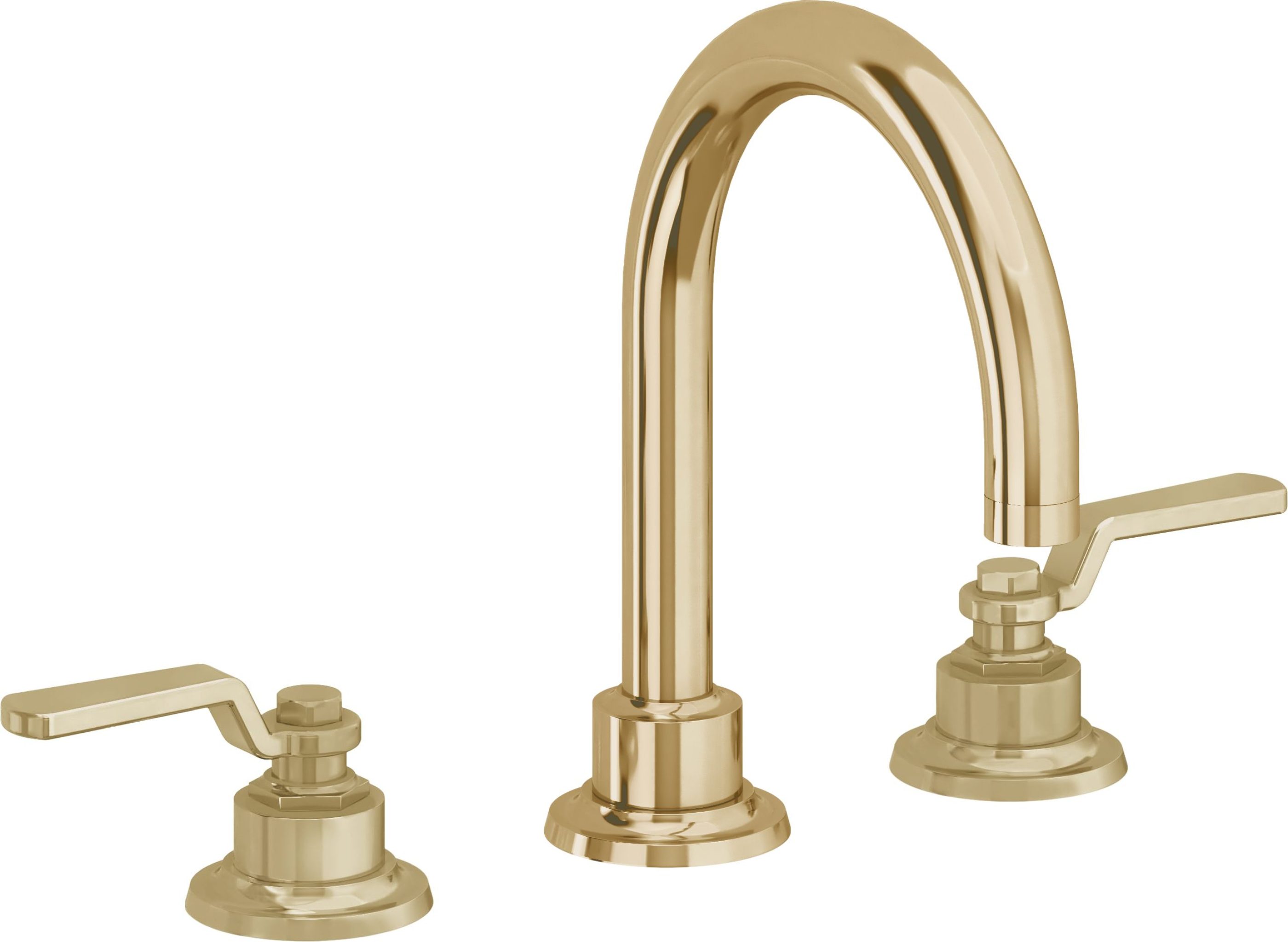 California Faucets - 8102-PBU - 8" Widespread Lavatory Faucet - Polished Brass Uncoated - Descanso Works