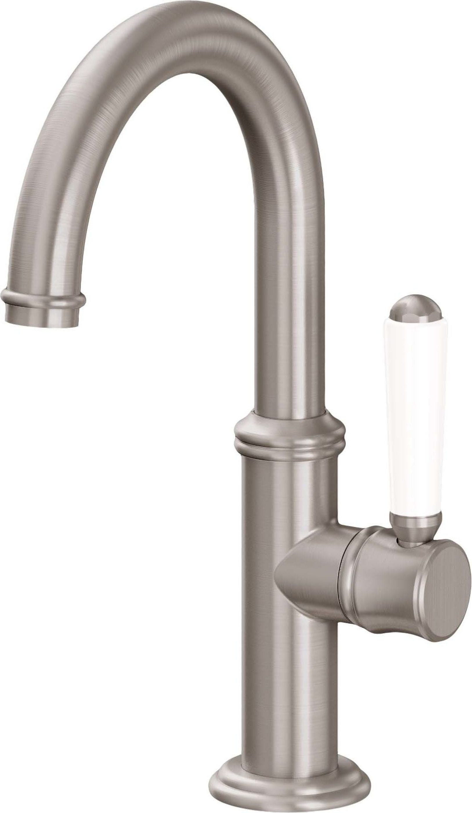 California Faucets - 3509-1-SN - Single Hole Lavatory/Bar/Prep Faucet - Low Spout - Satin Nickel  - Cardiff