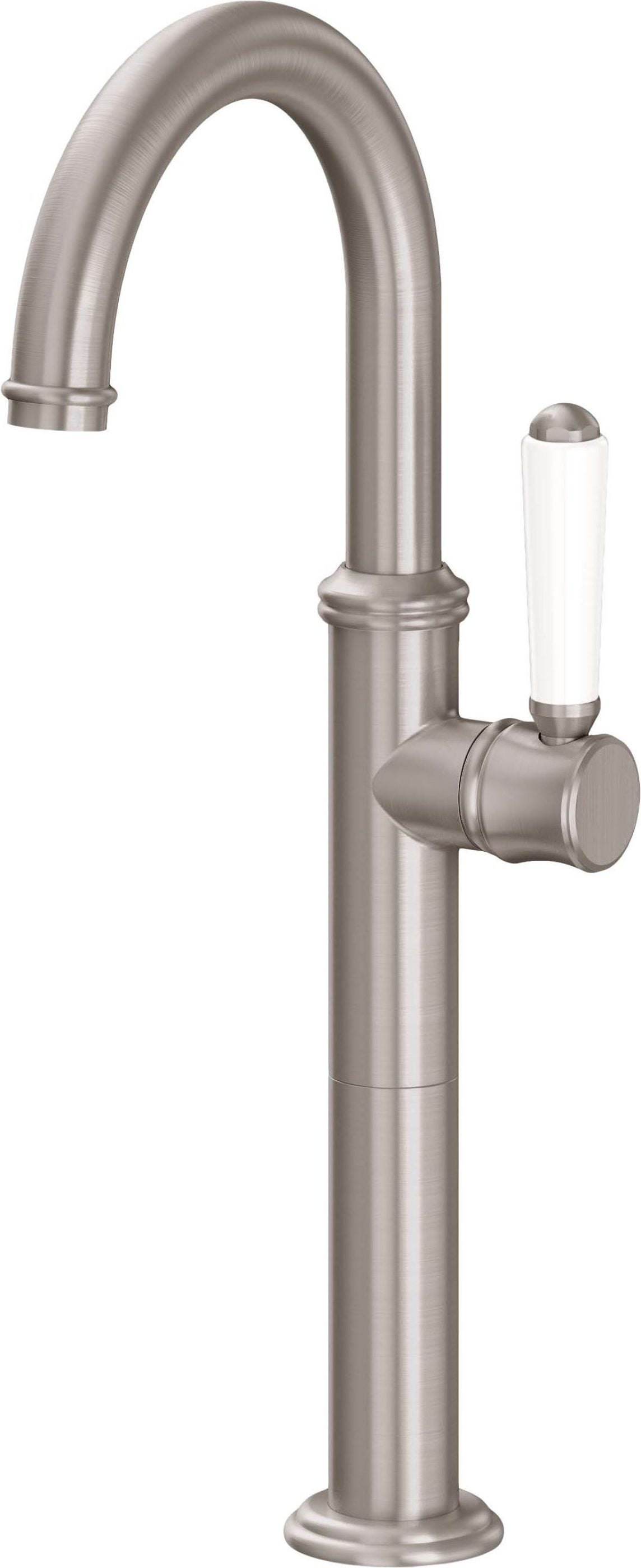 California Faucets - 3509-2-SN - Single Hole Lavatory/Bar/Prep Faucet - High Spout - Satin Nickel  - Cardiff