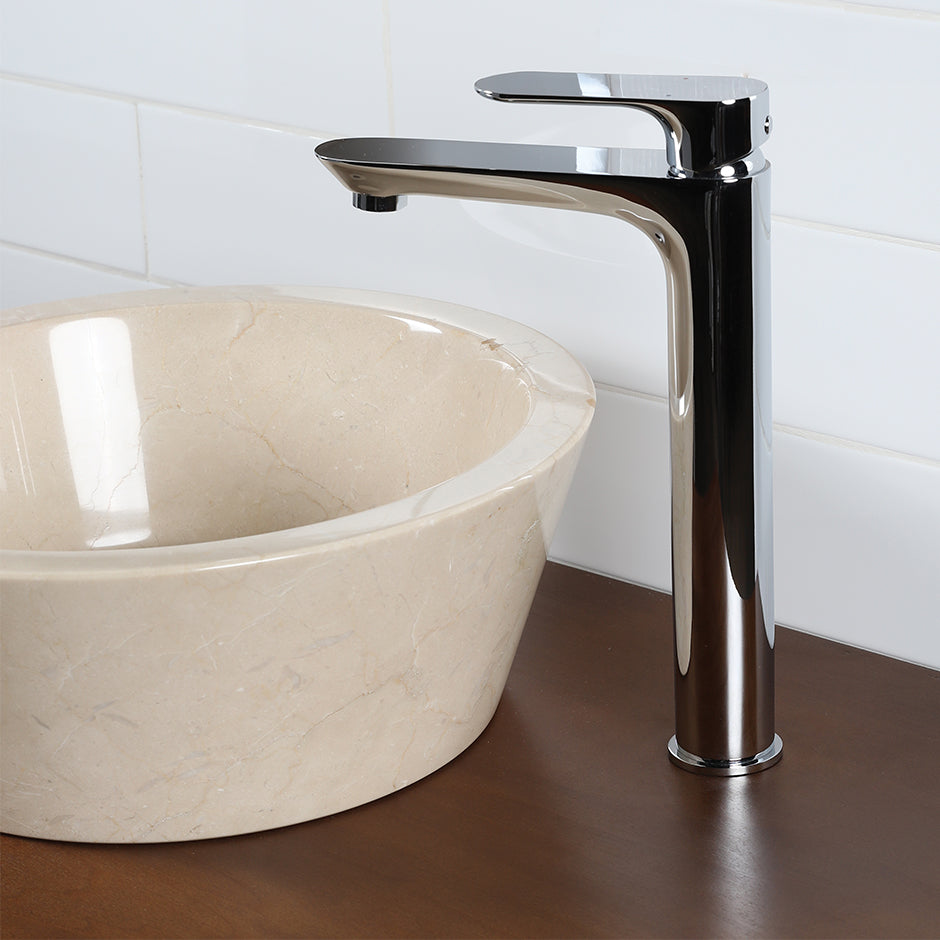 Deck-mount single hole faucet with lever handle. Water flow rate: 1.2GPM pressure compensating aerator. H: 11 5/8", SPOUT: 5 7/8". - Maison&Co.