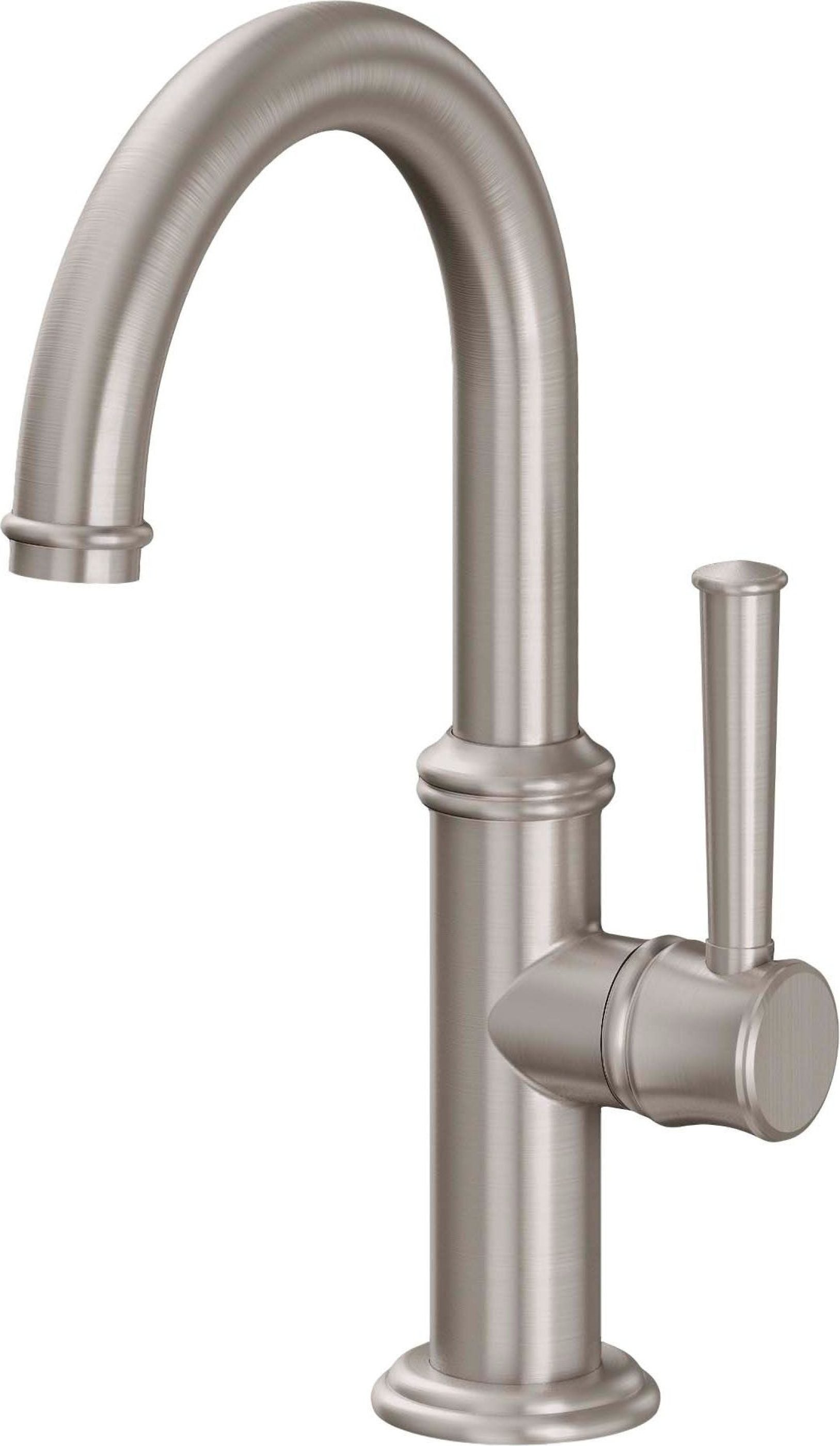 California Faucets - 4809-1-SN - Single Hole Lavatory/Bar/Prep Faucet - Low Spout - Satin Nickel  - Miramar