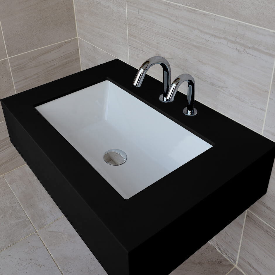 Uder-counter or self-rimming porcelain Bathroom Sink with an overflow. W: 22", D: 13 1/2", H: 6 3/4". - Maison&Co.
