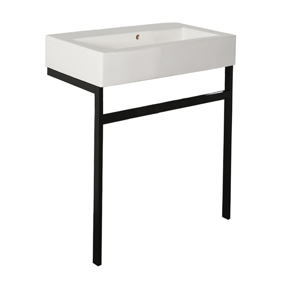 Floor-standing metal console stand with a towel bar (Bathroom Sink 5468 sold separately), made of stainless steel or brass. It must be attached to wall. W: 29", D: 19", H: 29". - Maison&Co.