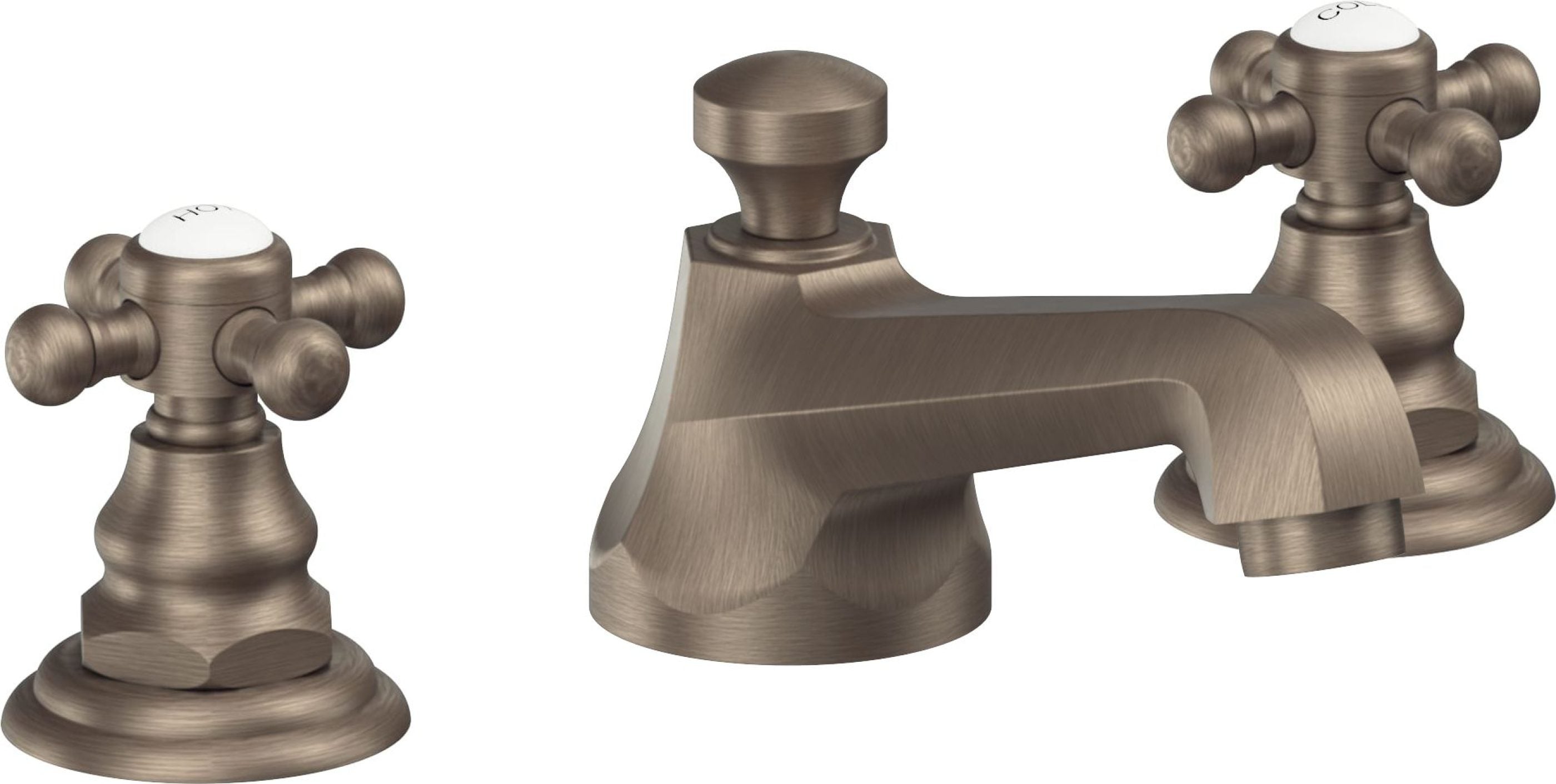 California Faucets - 6002-ANF - 8" Widespread Lavatory Faucet - Antique Nickel Flat - Del Mar