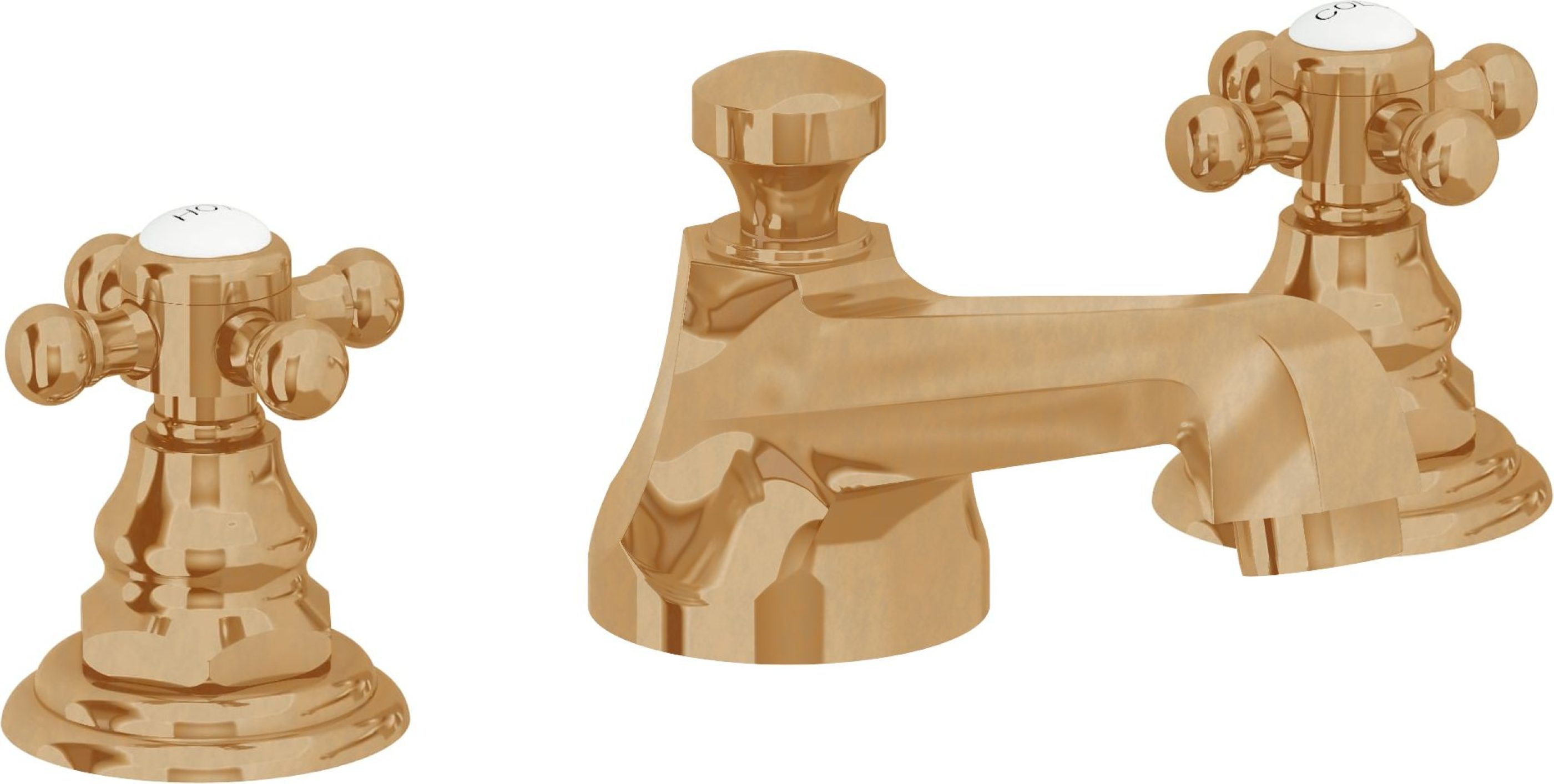 California Faucets - 6002-BBU - 8" Widespread Lavatory Faucet - Burnished Brass Uncoated - Del Mar