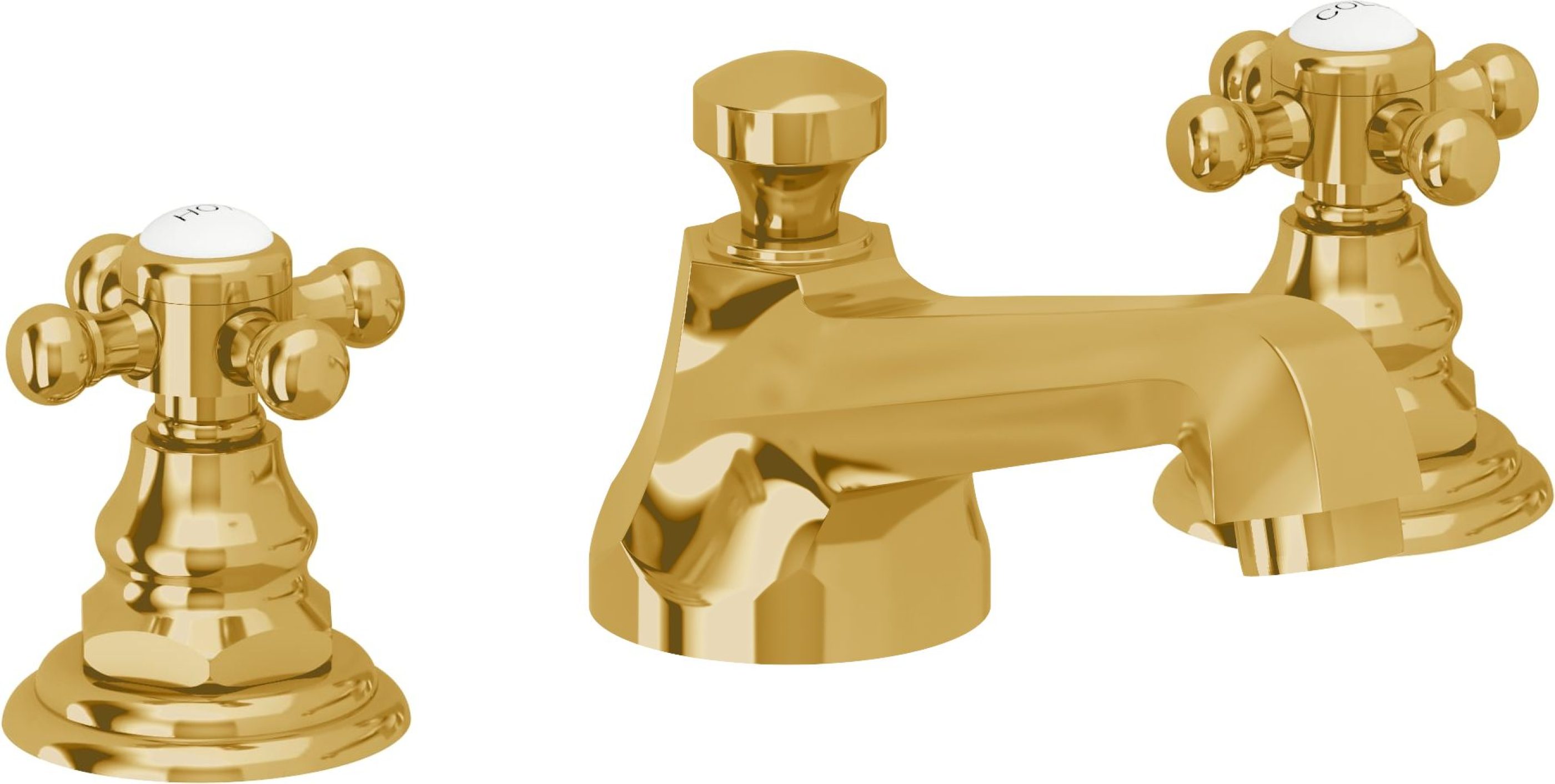 California Faucets - 6002-LPG - 8" Widespread Lavatory Faucet - Lifetime Polished Gold (PVD) - Del Mar