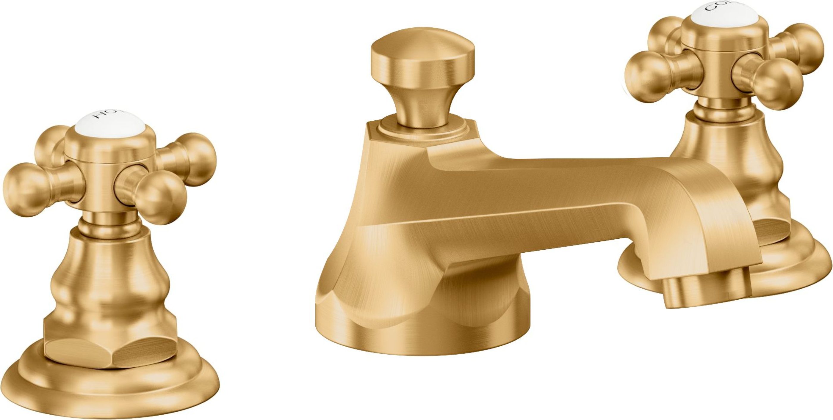 California Faucets - 6002-LSG - 8" Widespread Lavatory Faucet - Lifetime Satin Gold (PVD) - Del Mar