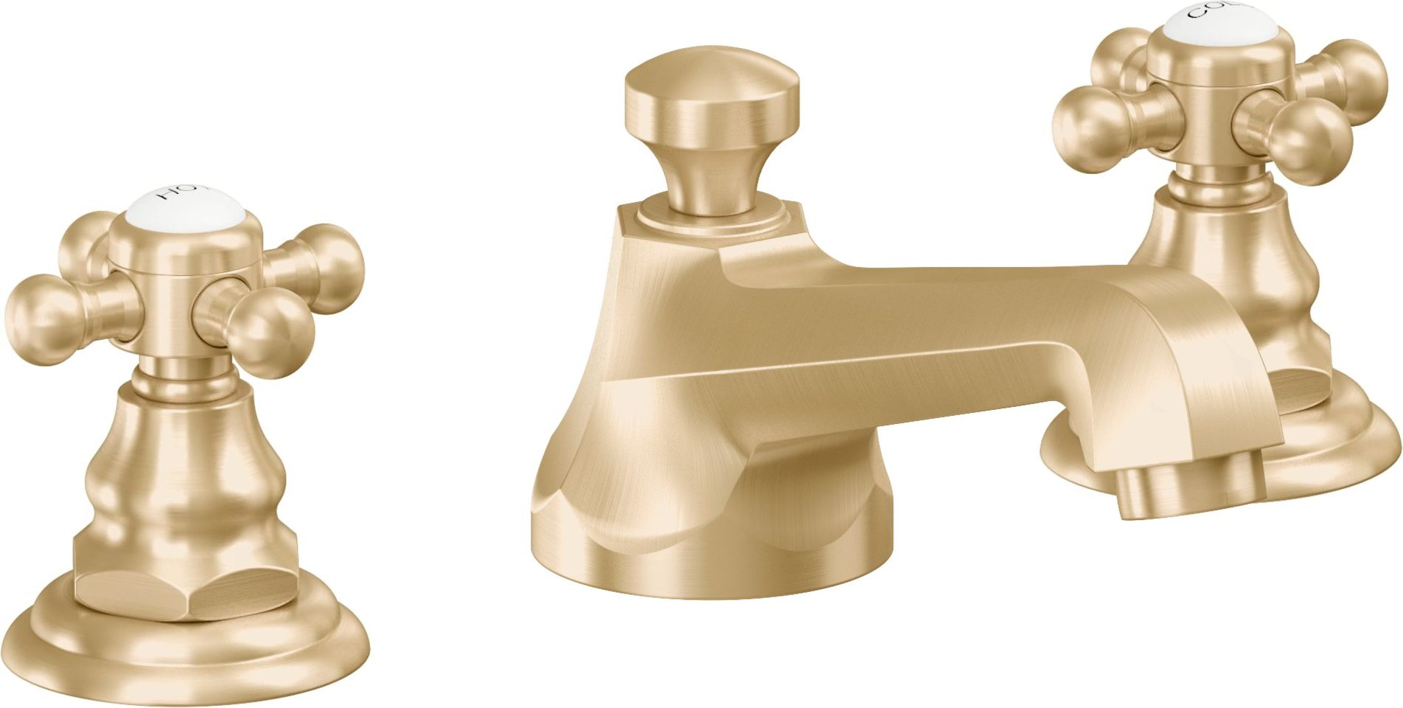 California Faucets - 6002-SB - 8" Widespread Lavatory Faucet - Satin Brass (PVD) - Del Mar
