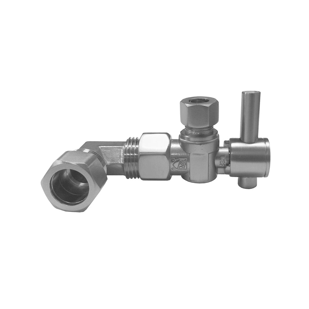 Quarter Turn Angle Pattern 1/2" IPS x 3/8" O.D. Supply Valve with Contempo Lever Handle For Skirted Toilet in Multiple Finishes - Maison&Co.