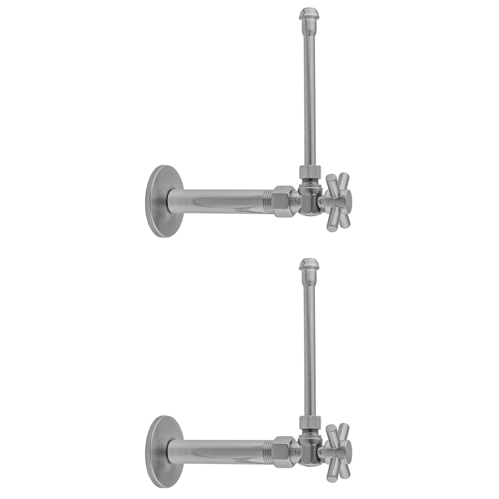 Quarter Turn Angle Pattern 1/2" IPS x 3/8" O.D. Faucet Supply Kit with Contempo Cross Handle, 20" Supply Tubes, Escutcheons in Multiple Finishes - Maison&Co.