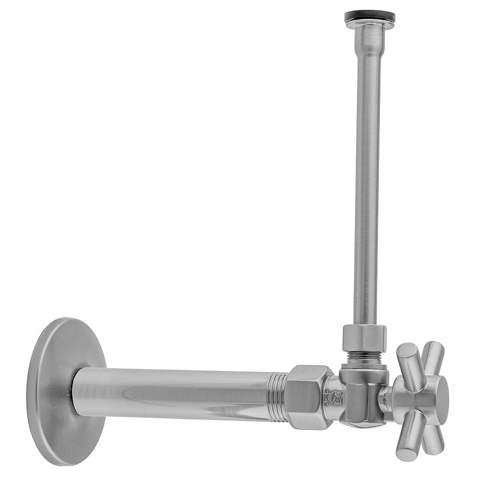 Quarter Turn Angle Pattern 1/2" IPS x 3/8" O.D. Toilet Supply Kit with Contempo Cross Handle, 20" Supply Tube, Escutcheon in Multiple Finishes - Maison&Co.