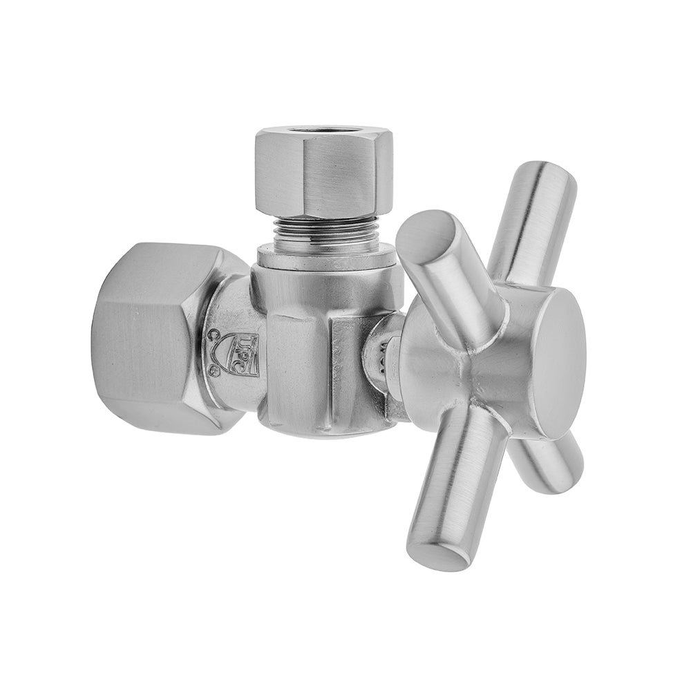 Quarter Turn Angle Pattern 1/2" IPS x 3/8" O.D. Supply Valve with Contempo Cross Handle in Multiple Finishes - Maison&Co.