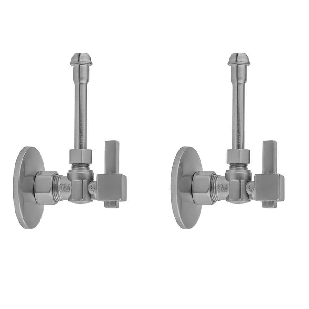 Quarter Turn Angle Pattern 5/8" O.D. Compression (Fits 1/2" Copper) x 3/8" O.D. Faucet Supply Kit with Square Lever Handle, 20" Supply Tubes, Escutcheons in Multiple Finishes - Maison&Co.