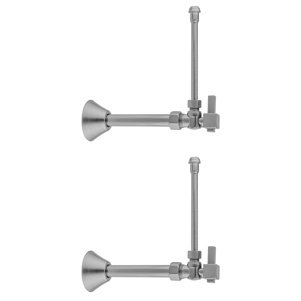 Quarter Turn Angle Pattern 5/8" O.D. Compression (Fits 1/2" Copper) x 3/8" O.D. Faucet Supply Kit Square Lever, 20" Supply Tubes Cover Tubes, Escutcheons in Multiple Finishes - Maison&Co.