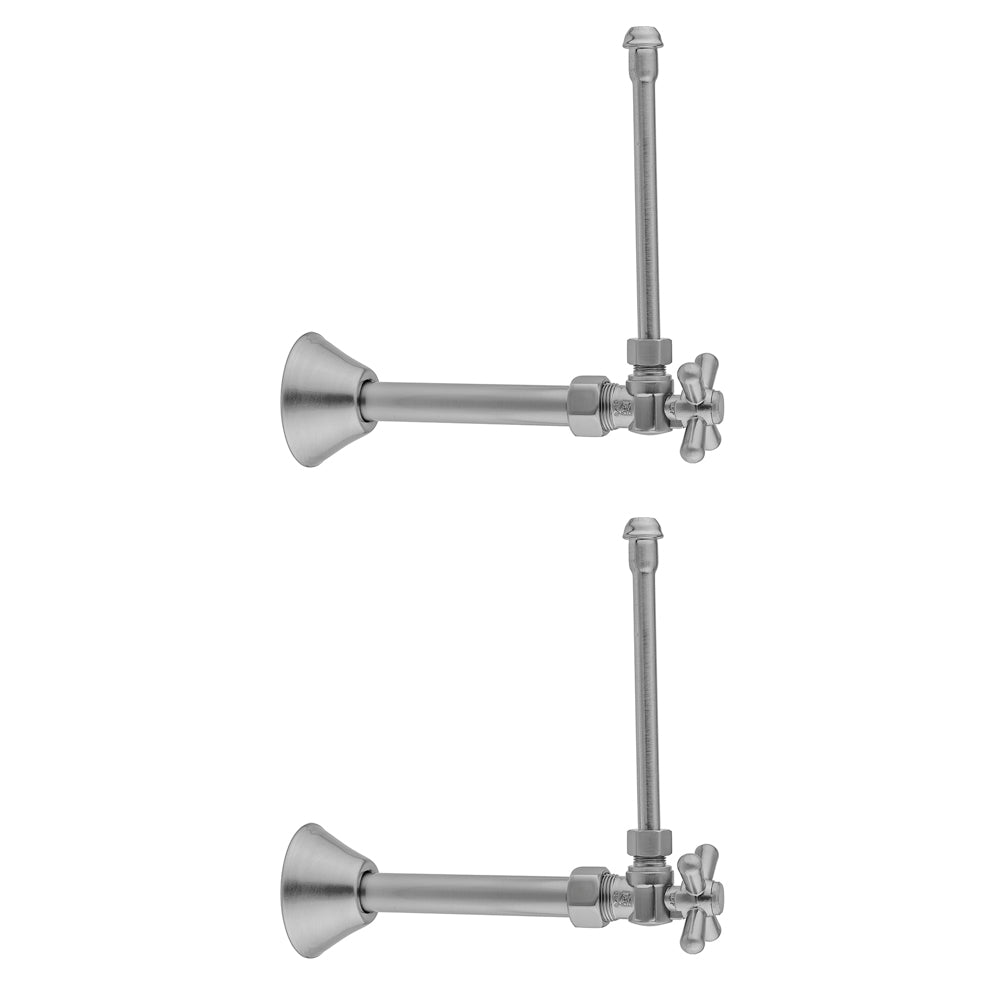Quarter Turn Angle Pattern 5/8" O.D. Compression (Fits 1/2" Copper) x 3/8" O.D. Faucet Supply Kit Standard Cross Handle, 20" Supply Tubes, Cover Tubes, Escutcheons in Multiple Finishes - Maison&Co.