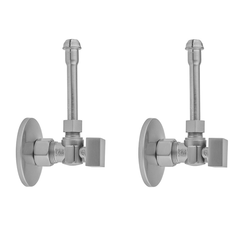 Quarter Turn Angle Pattern 5/8" O.D. Compression (Fits 1/2" Copper) x 3/8" O.D. Faucet Supply Kit with Square Handle, 20" Supply Tubes, Escutcheons in Multiple Finishes - Maison&Co.