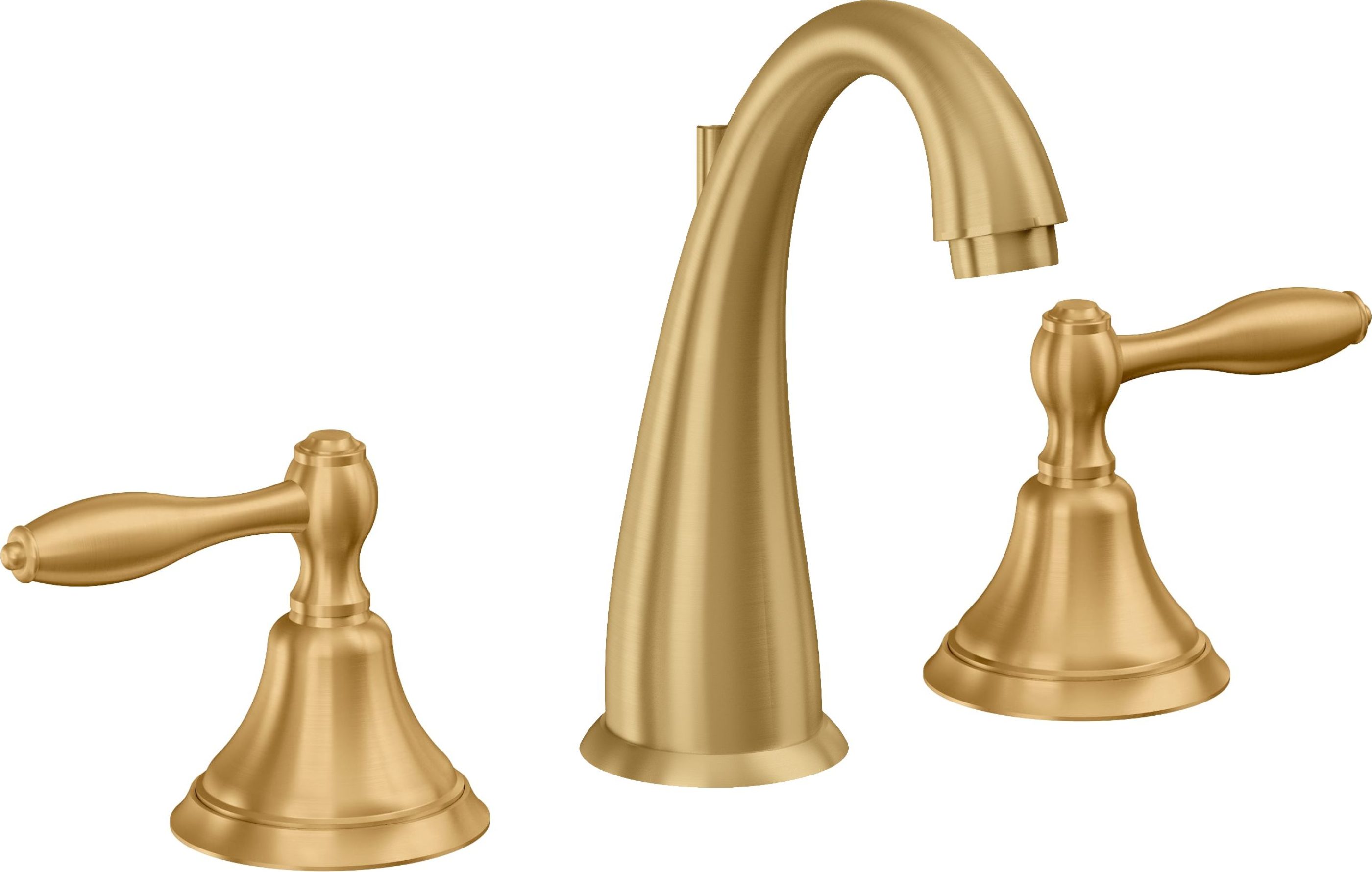 California Faucets - 6402-LSG - 8" Widespread Lavatory Faucet - Lifetime Satin Gold (PVD) - Mendocino