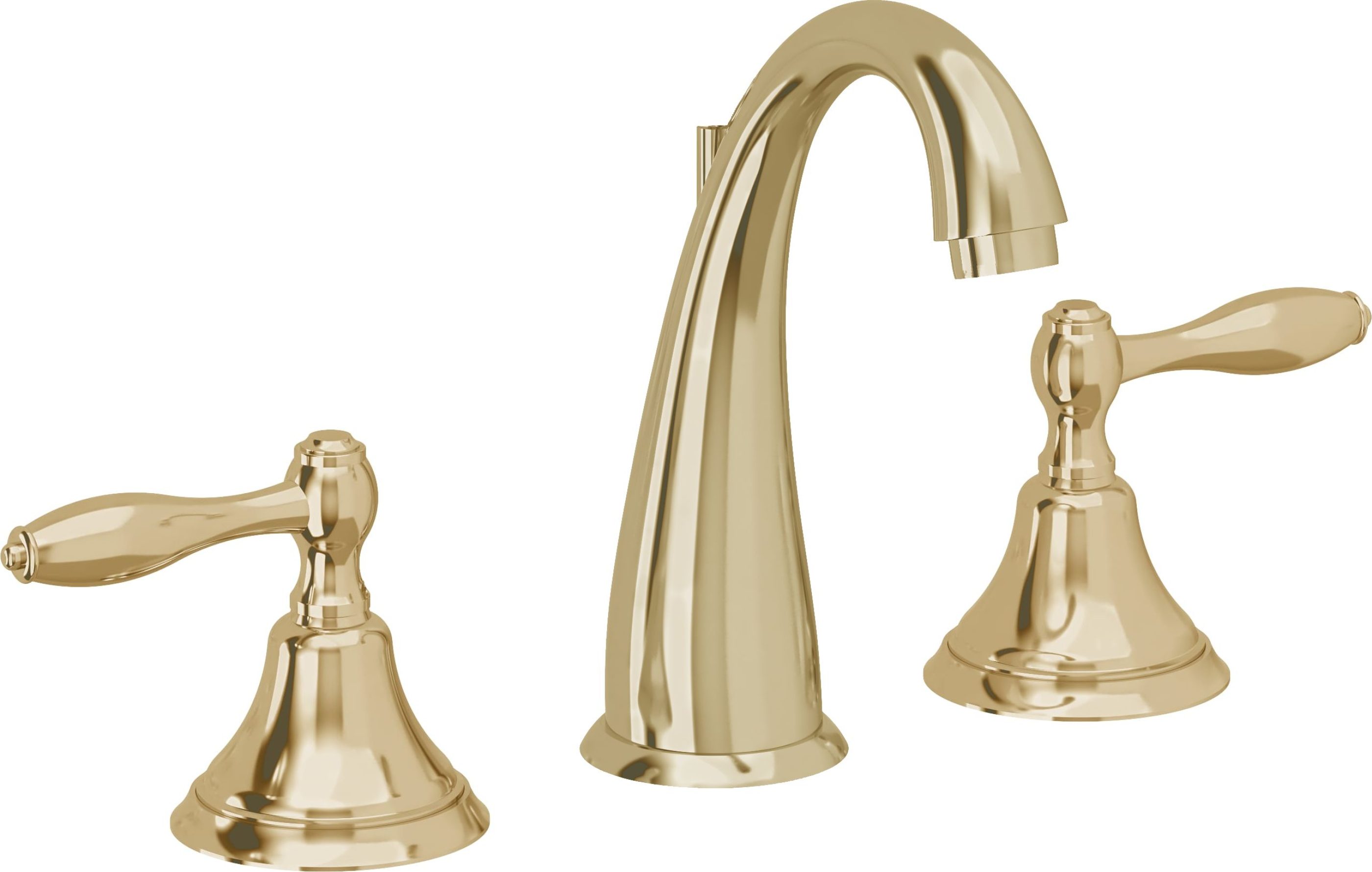 California Faucets - 6402-PBU - 8" Widespread Lavatory Faucet - Polished Brass Uncoated - Mendocino