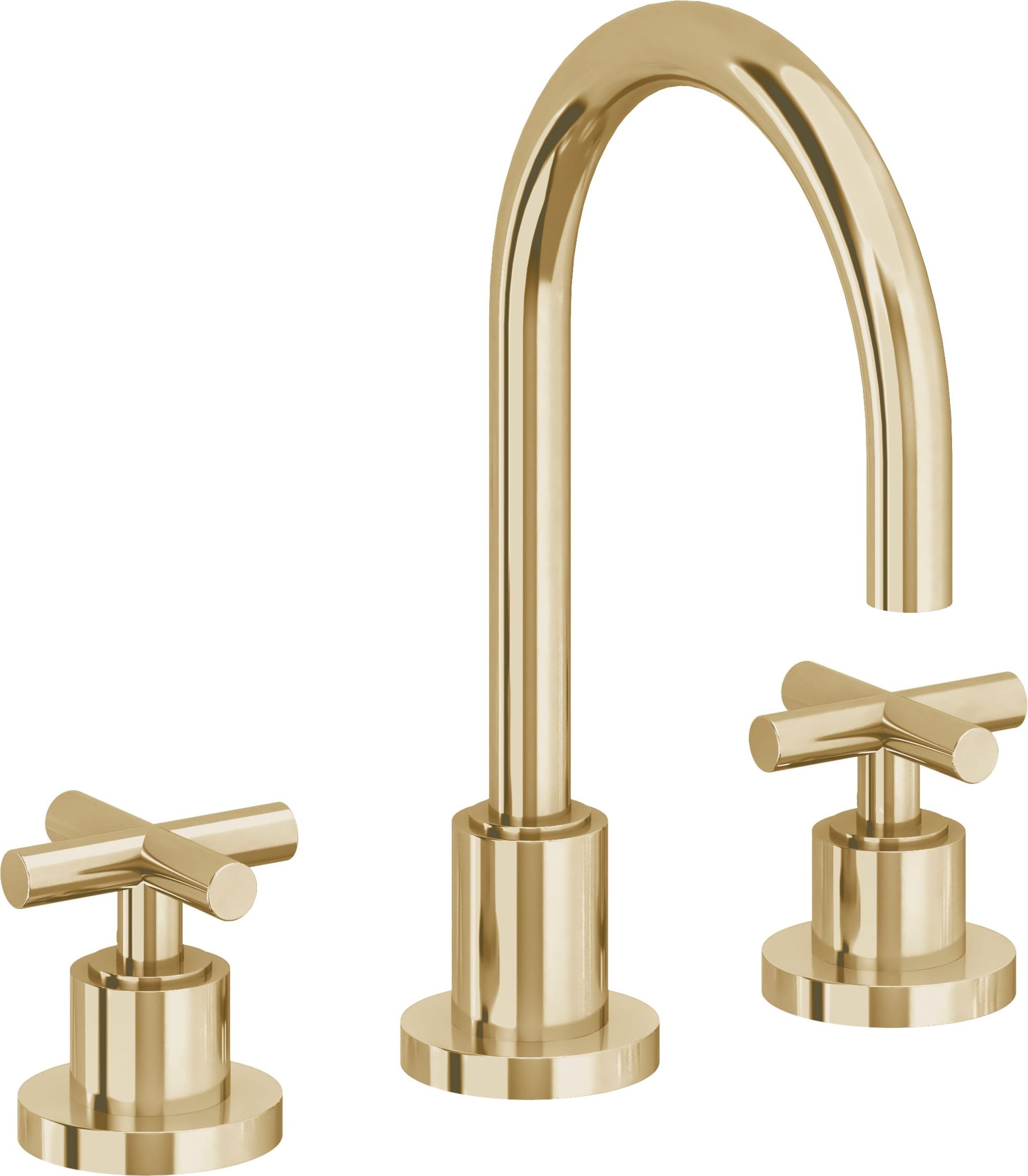 California Faucets - 6502-PBU - 8" Widespread Lavatory Faucet - Polished Brass Uncoated - Tiburon