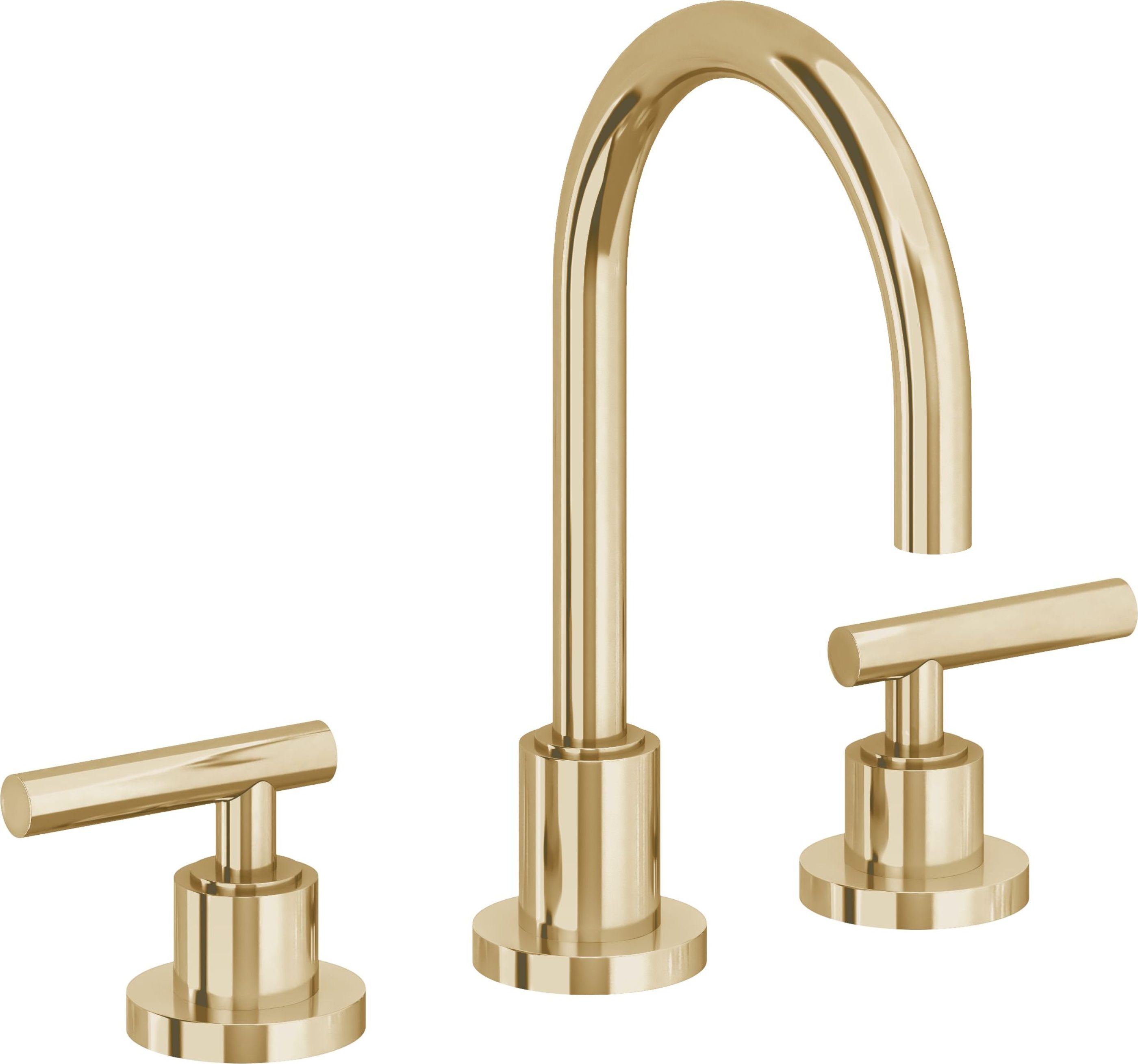 California Faucets - 6602-PBU - 8" Widespread Lavatory Faucet - Polished Brass Uncoated - Tiburon