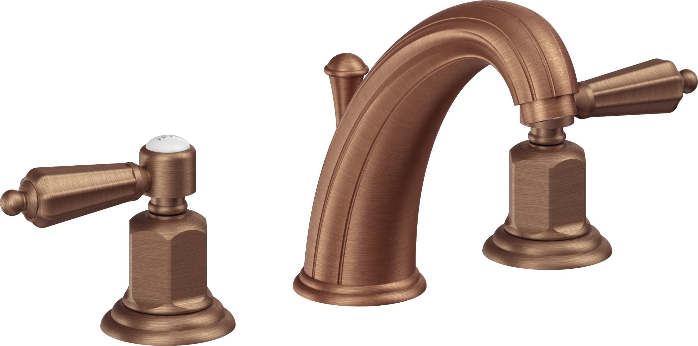 California Faucets - 6802-ACF - 8" Widespread Lavatory Faucet - Antique Copper Flat - San Clemente