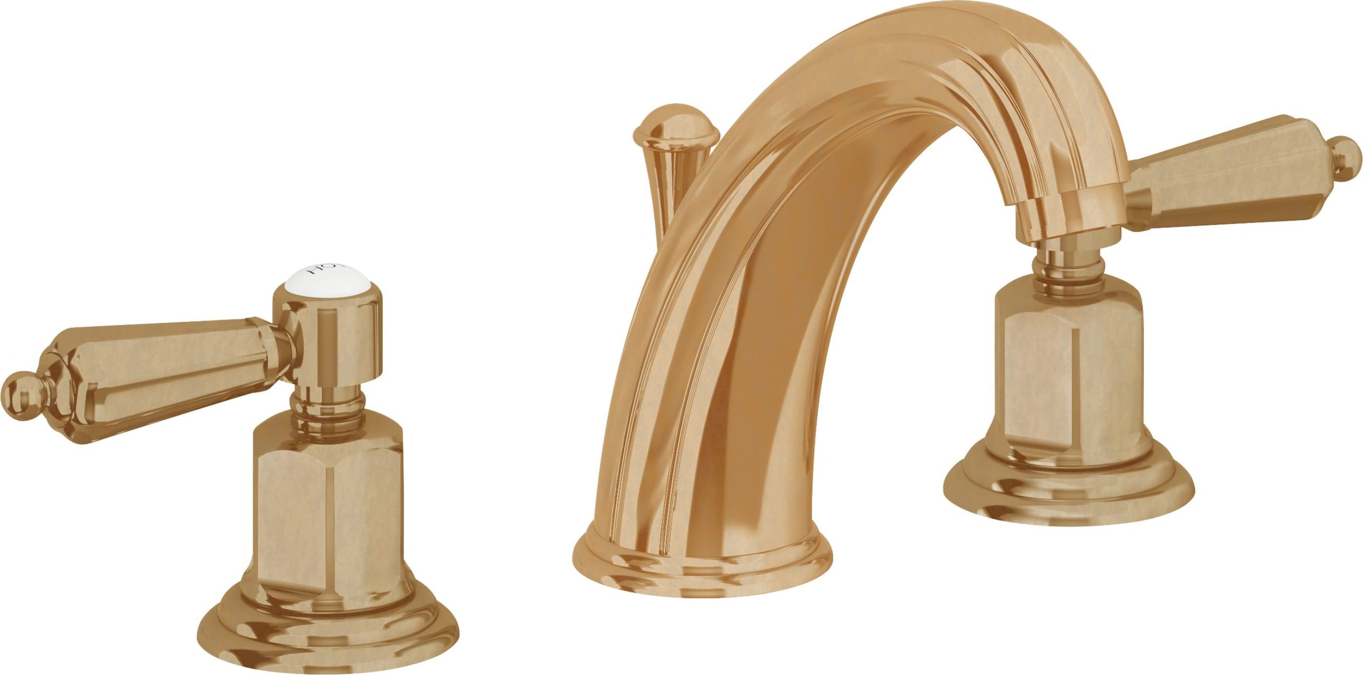 California Faucets - 6802-BBU - 8" Widespread Lavatory Faucet - Burnished Brass Uncoated - San Clemente