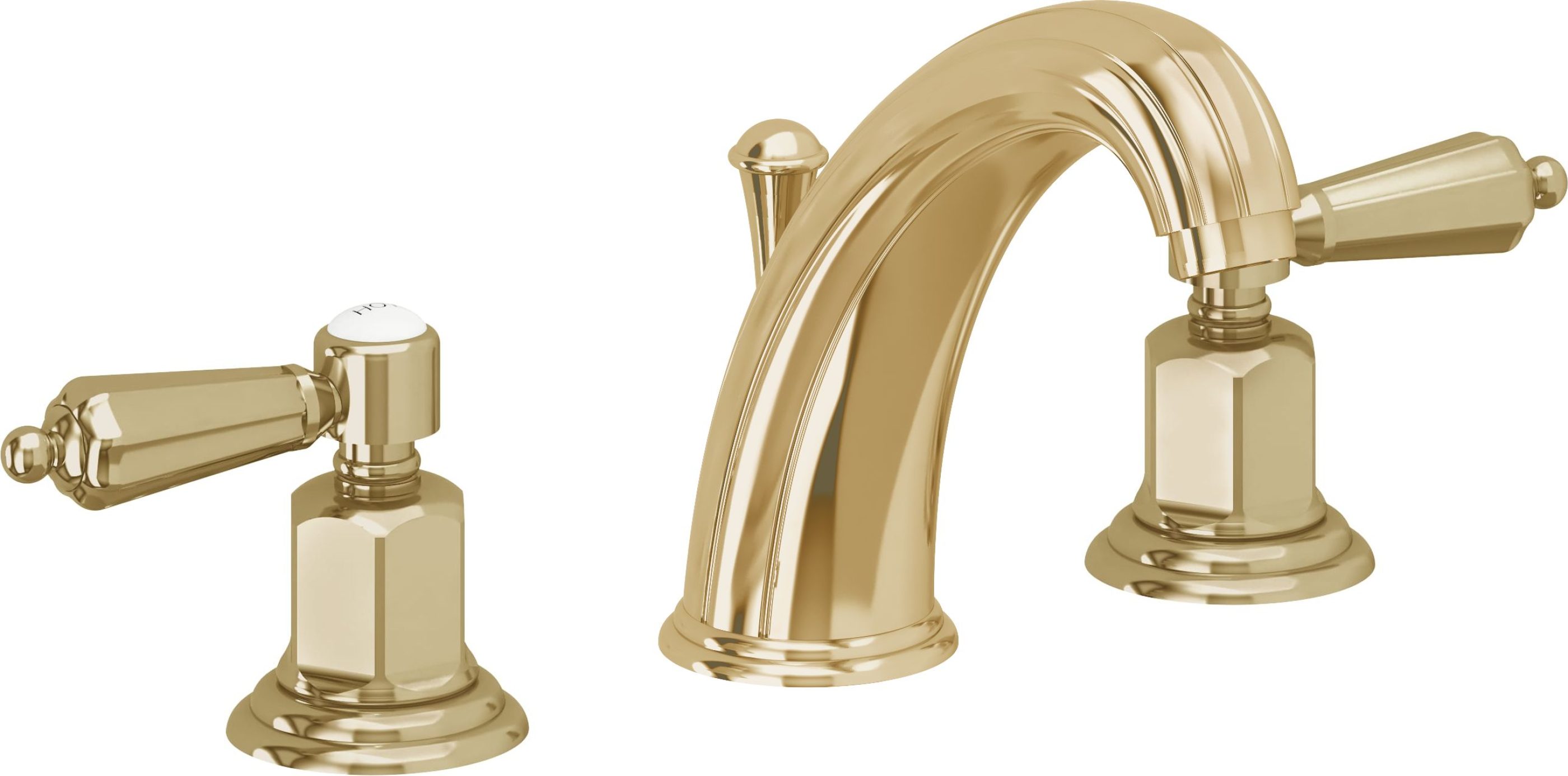 California Faucets - 6802-PBU - 8" Widespread Lavatory Faucet - Polished Brass Uncoated - San Clemente