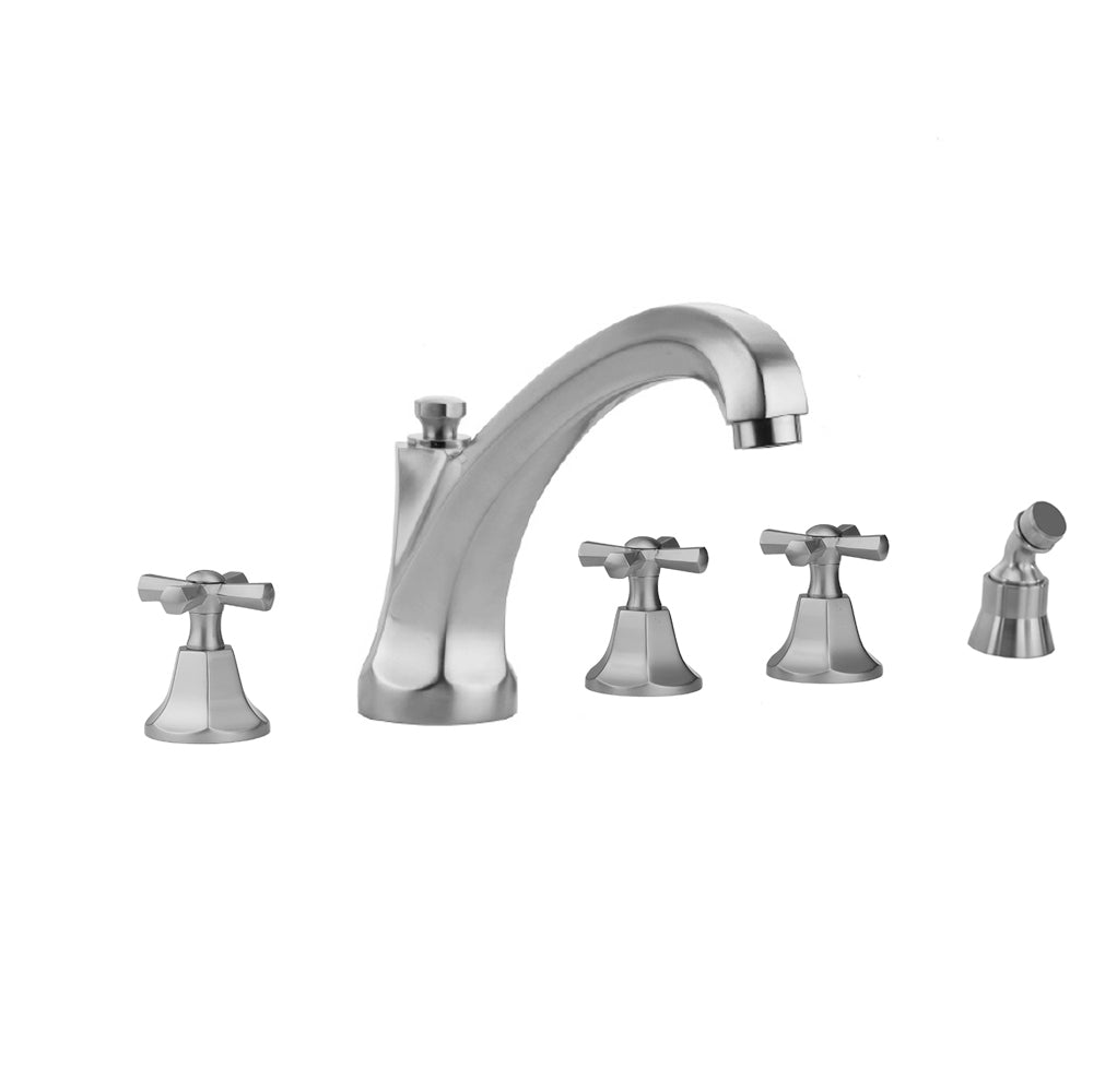 Astor Roman Tub Set with High Spout and Hex Cross Handles and Angled Handshower Mount in Multiple Finishes - Maison&Co.