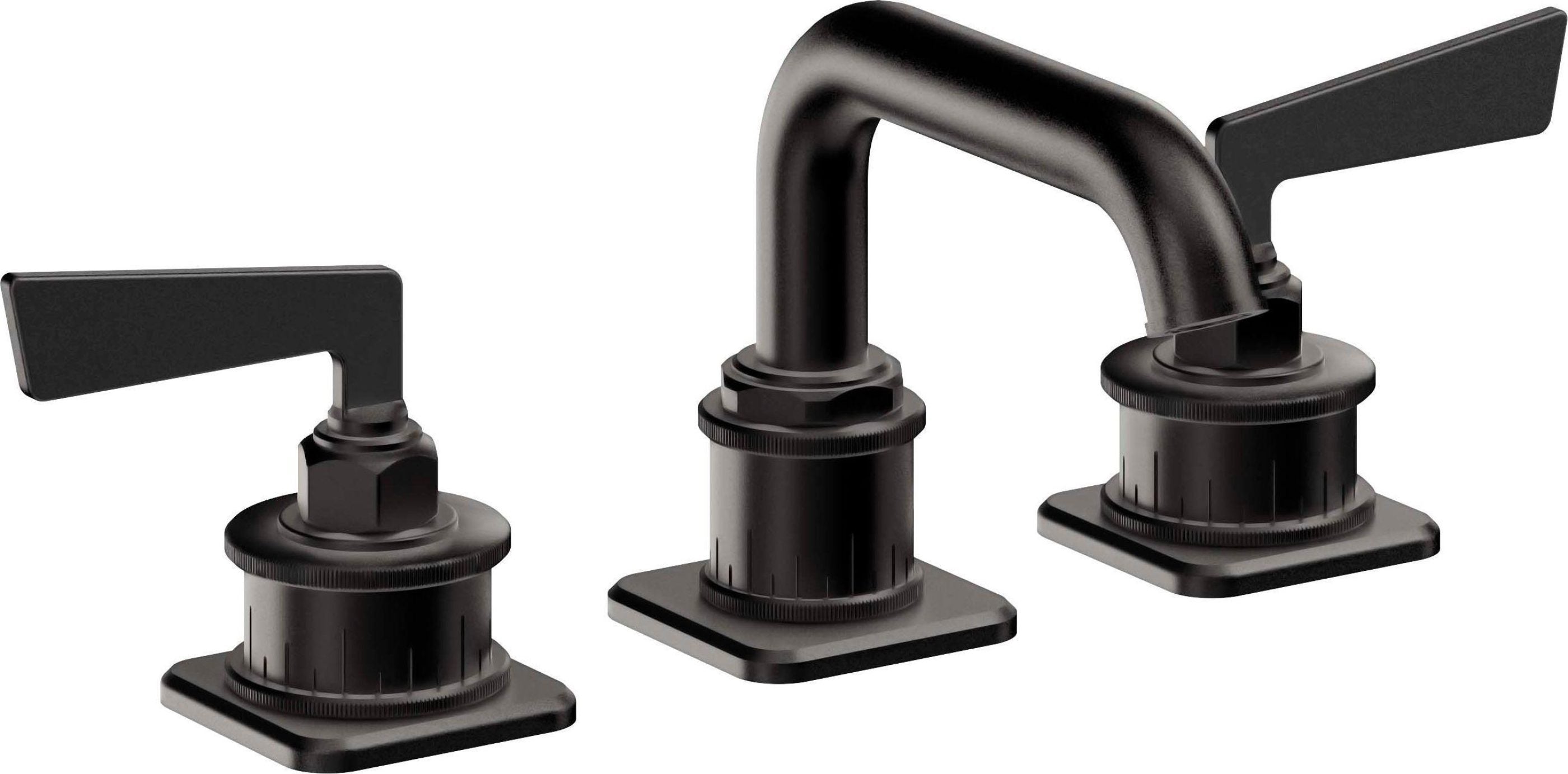 California Faucets - 8502ZB-MBLK - 8" Widespread Lavatory Faucet with ZeroDrain - Matte Black - Steampunk Bay