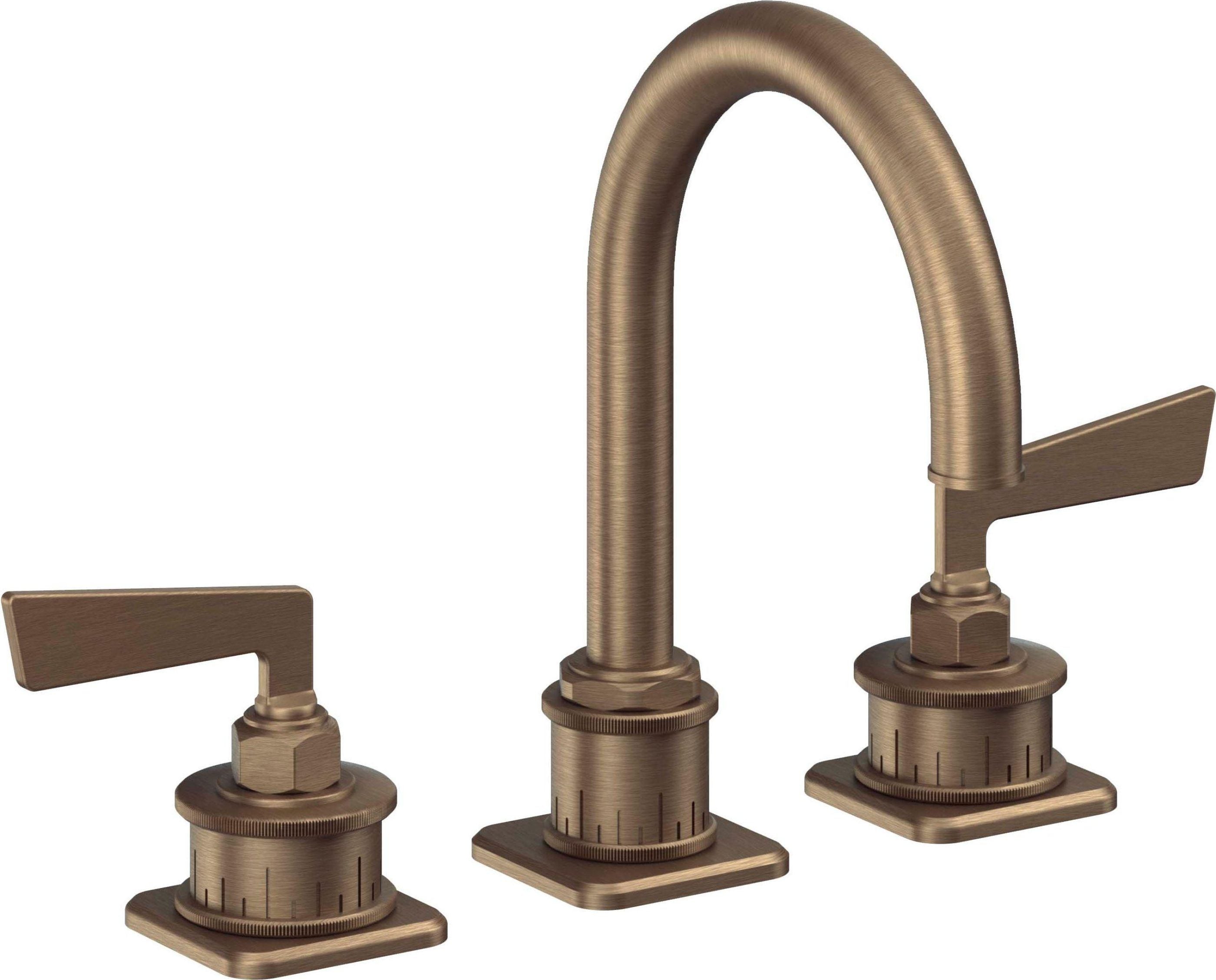 California Faucets - 8602-ABF - 8" Widespread Lavatory Faucet - Antique Brass Flat - Steampunk Bay