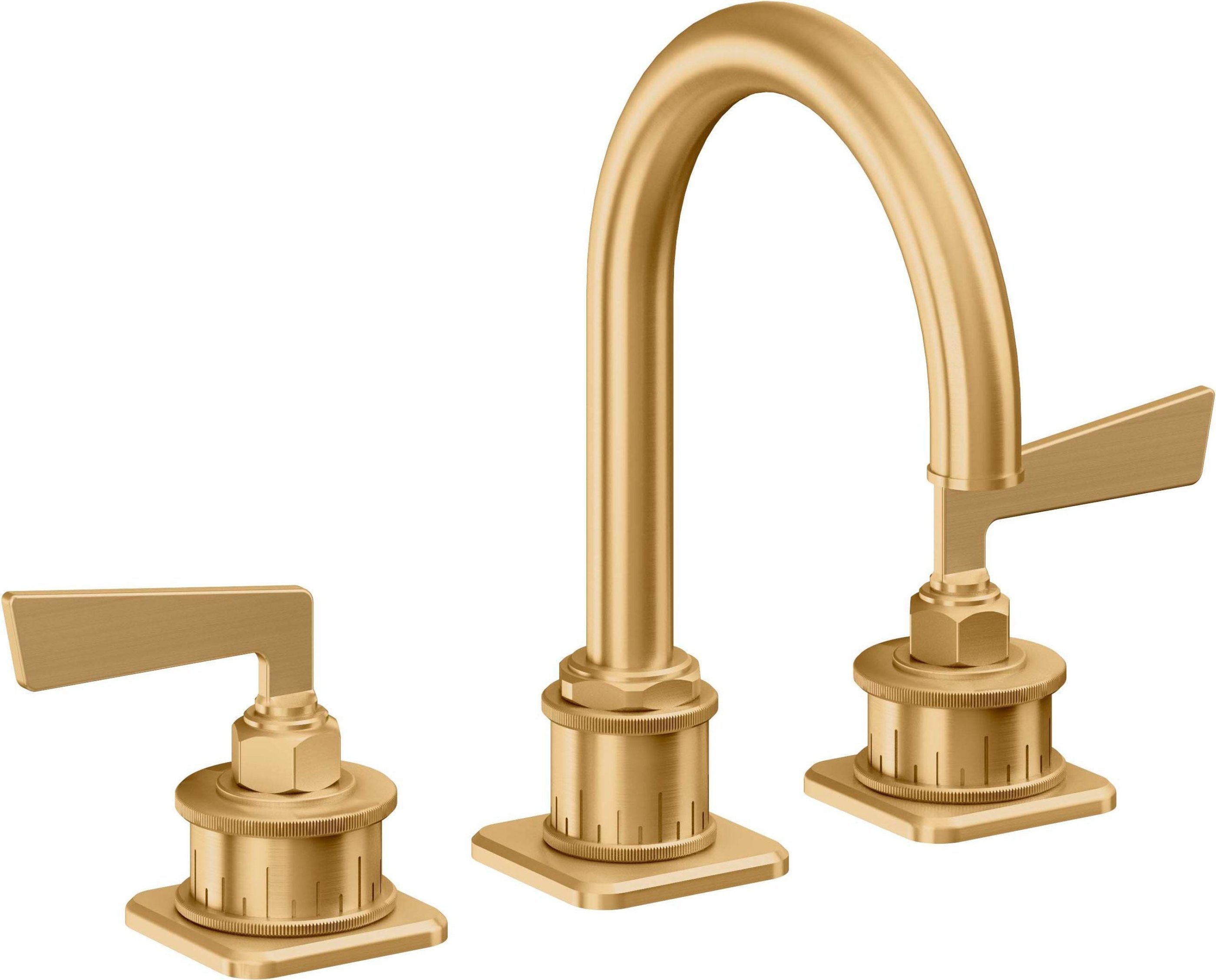 California Faucets - 8602-LSG - 8" Widespread Lavatory Faucet - Lifetime Satin Gold (PVD) - Steampunk Bay