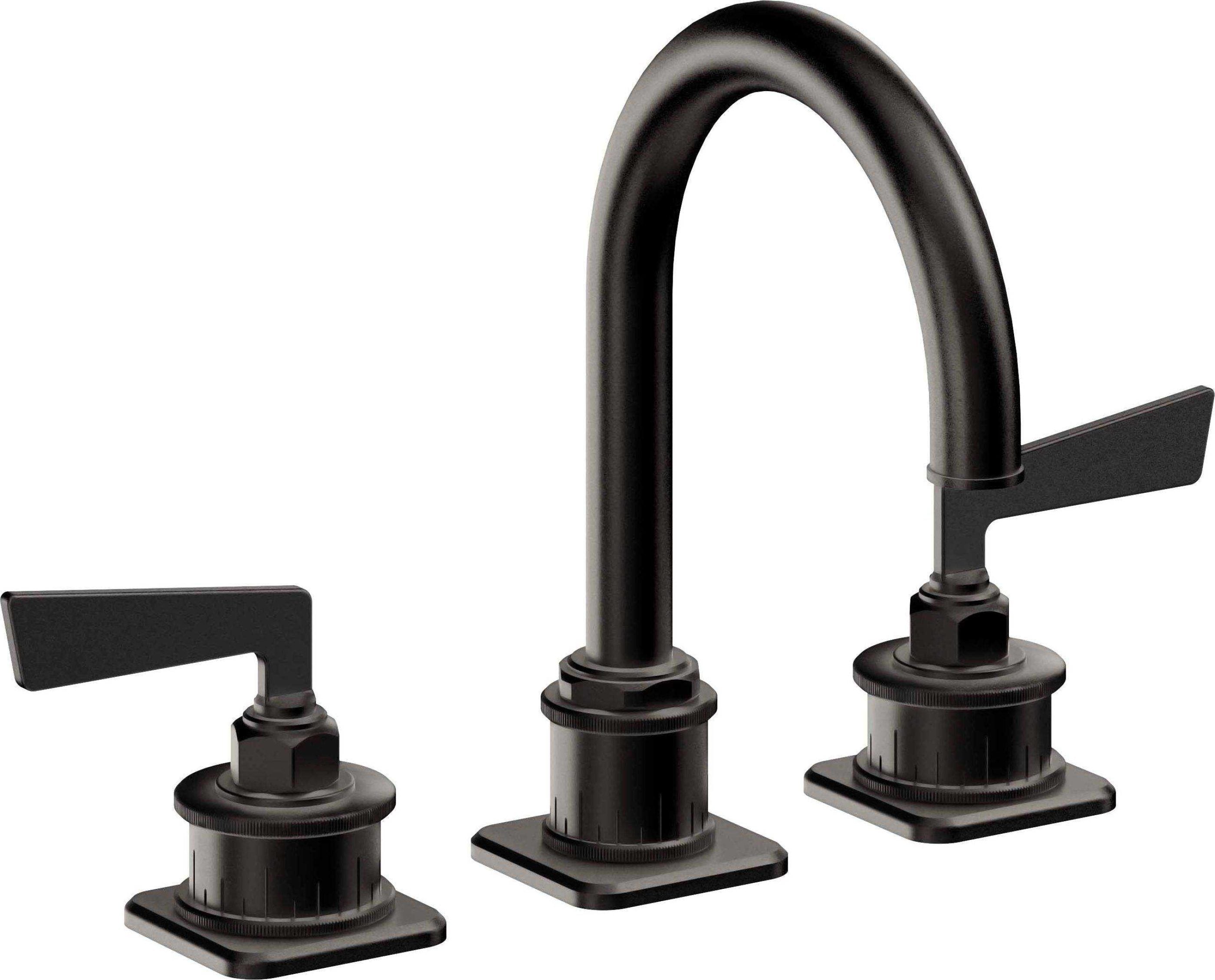 California Faucets - 8602-MBLK - 8" Widespread Lavatory Faucet - Matte Black - Steampunk Bay