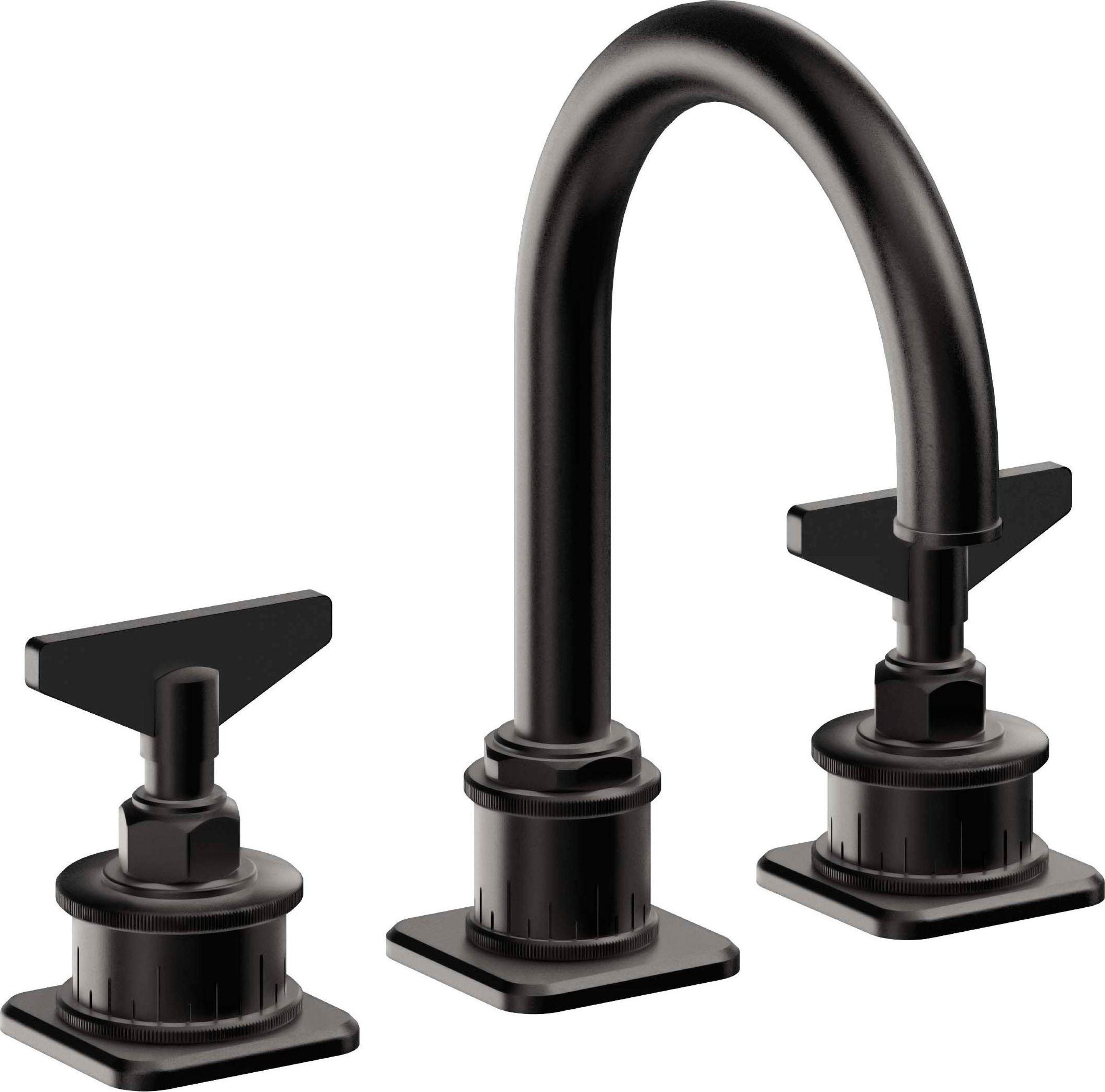 California Faucets - 8602BZB-MBLK - 8" Widespread Lavatory Faucet with ZeroDrain - Matte Black - Steampunk Bay