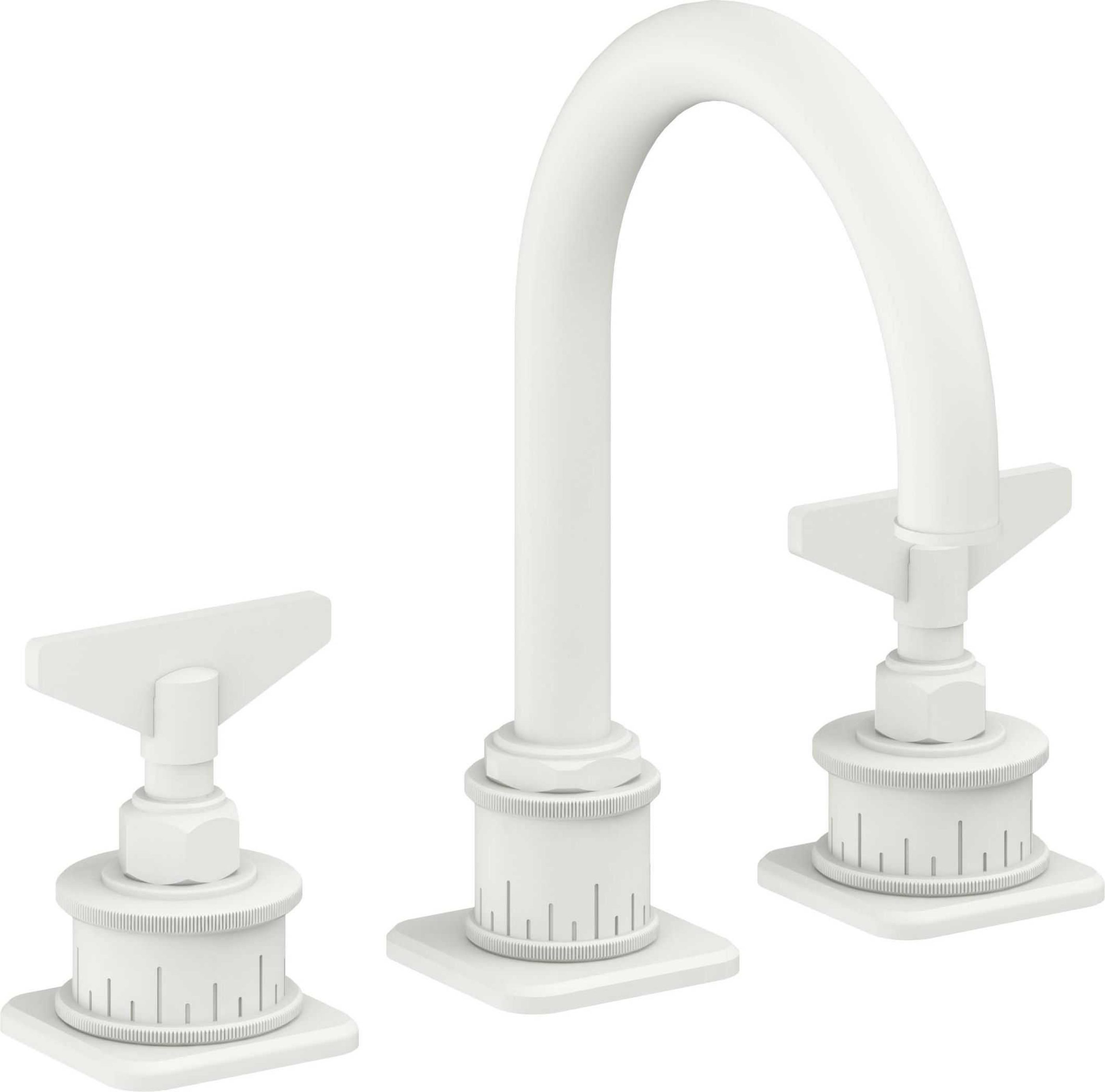 California Faucets - 8602BZB-MWHT - 8" Widespread Lavatory Faucet with ZeroDrain - Matte White - Steampunk Bay